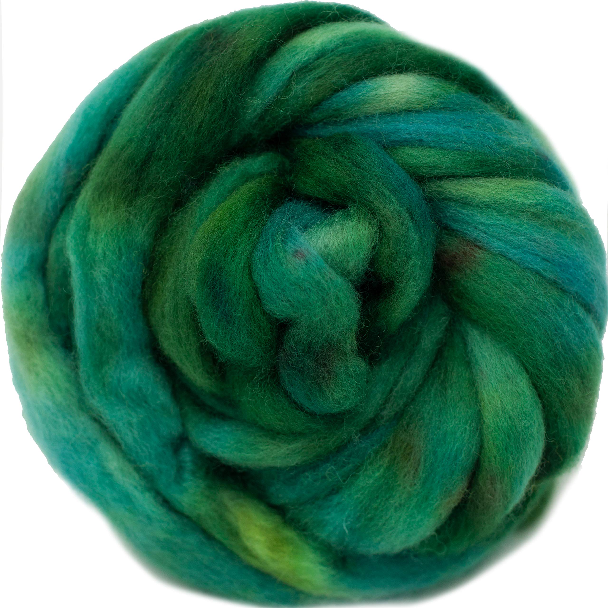Wool Roving Hand Dyed. Super Soft BFL Combed Top Pre-Drafted for Easy Hand Spinning. Artisanal Craft Fiber ideal for Felting, Weaving, Wall Hangings and Embellishments. 1 Ounce. Myrtle Green