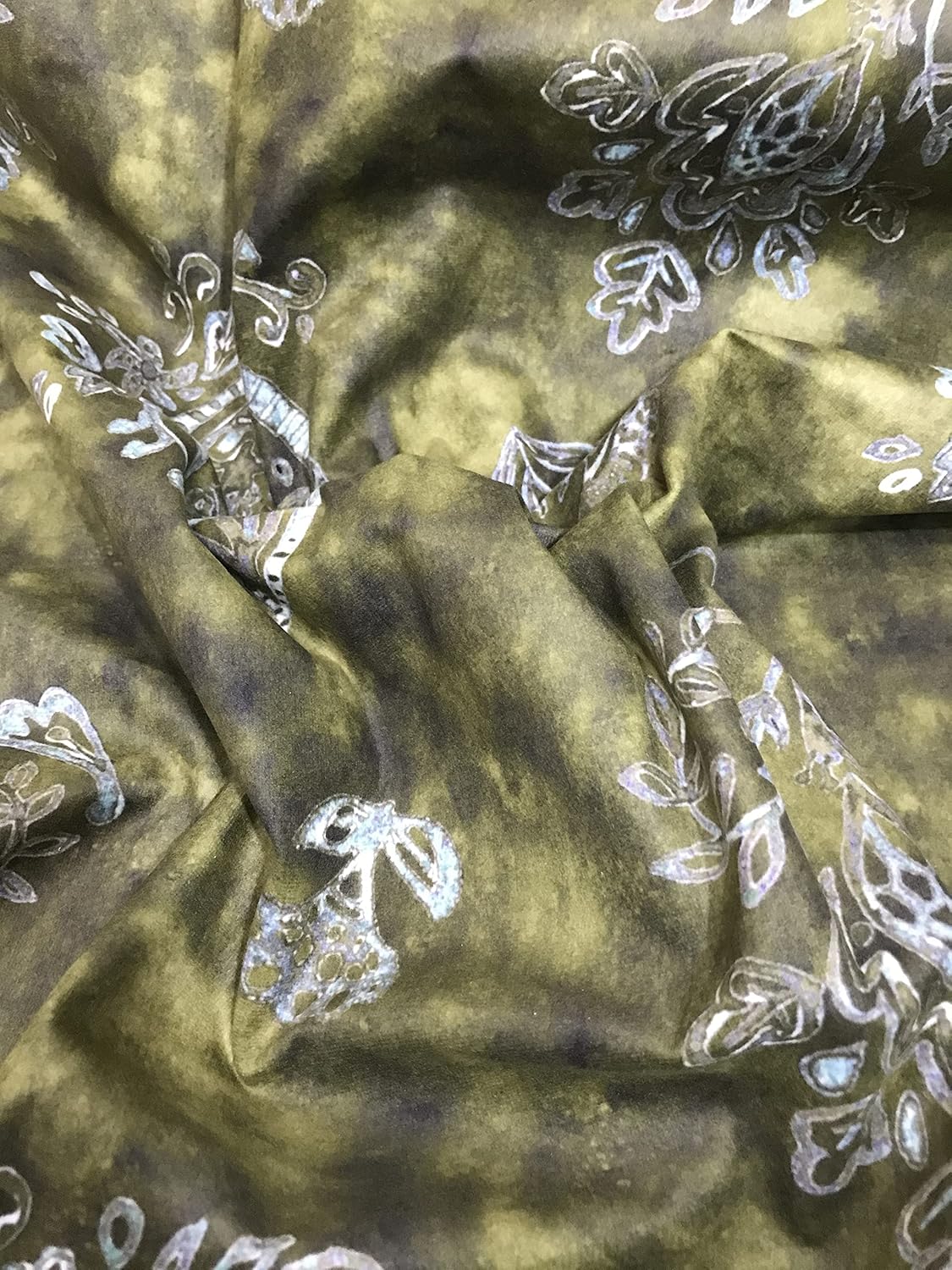 Soft Velvet Fabric Paisley Design Digitally Printed Material for Upholstery, Window Treatments Cushion Dining Chair Cover Craft - Width 54 inches - Fabric by The Yard - Algae Green