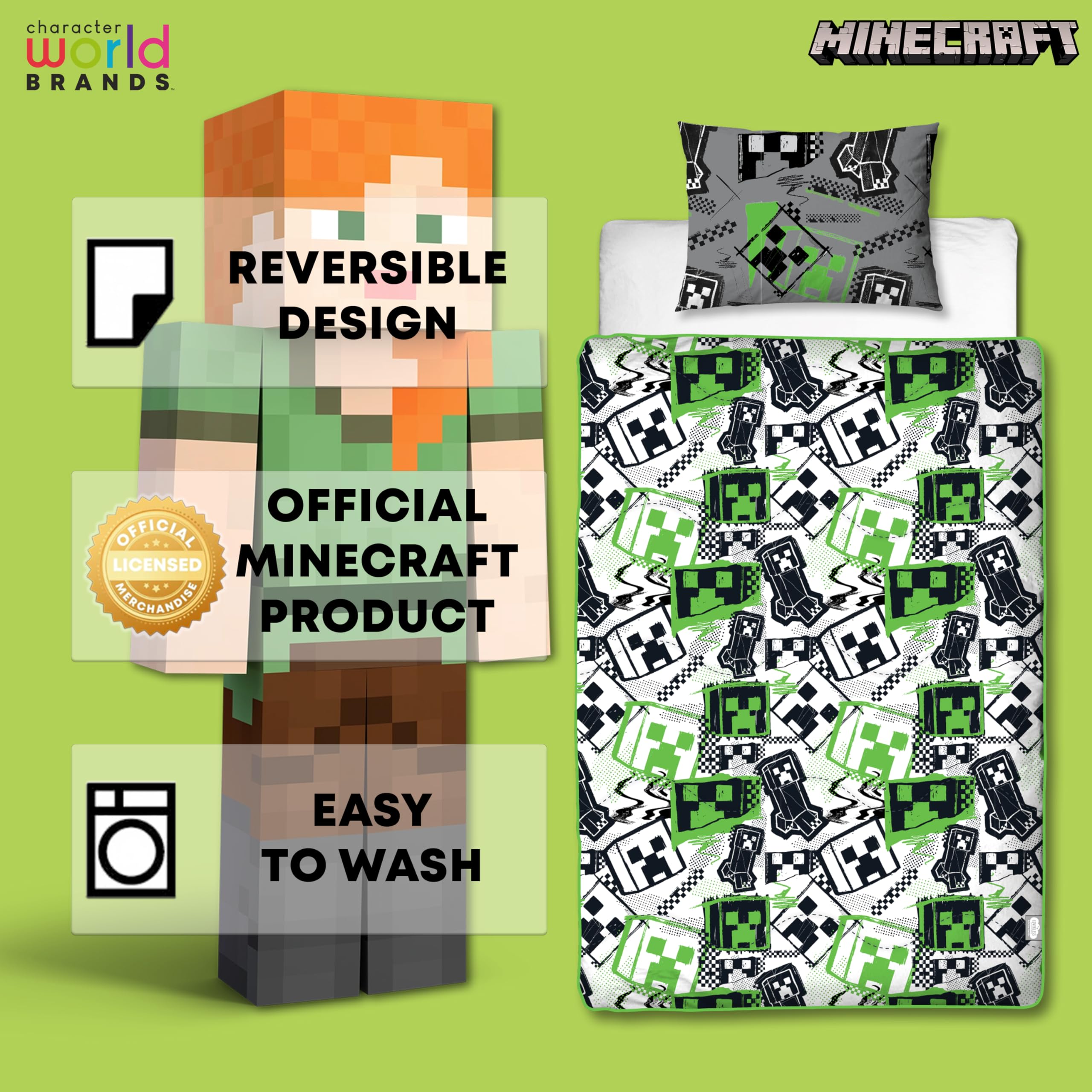 Minecraft - Juego de Ropa de Cama (tamaño Individual, Reversible, 10,5 TOG)