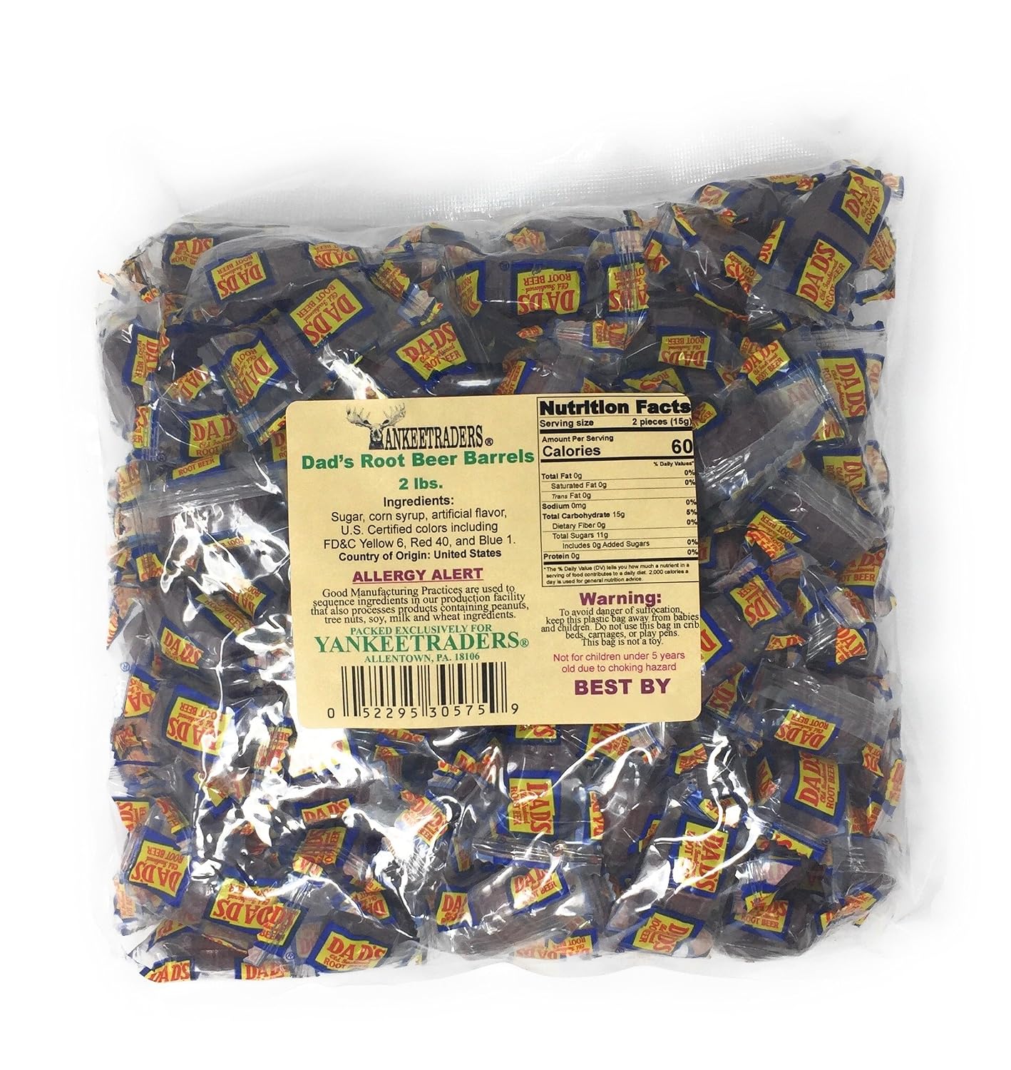 Washburn Dad's Wrapped Root Beer Barrels, 2 lb