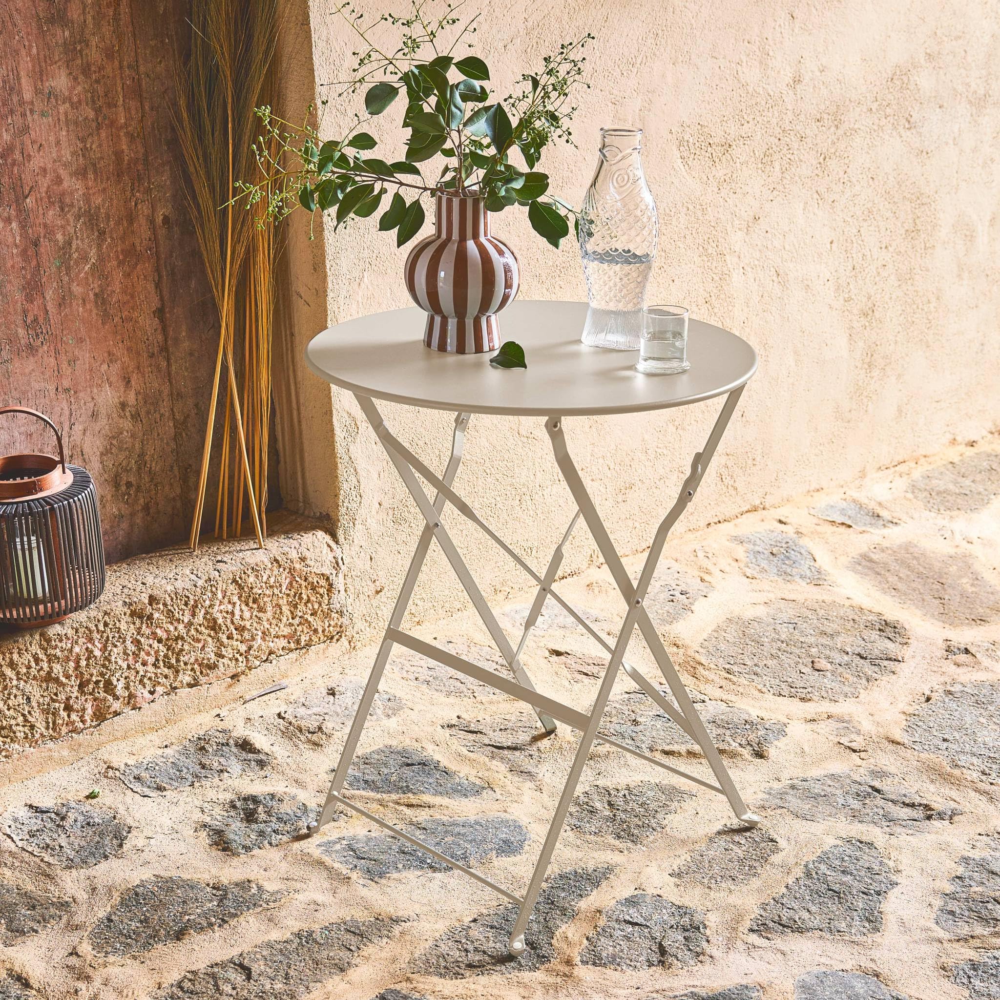 sweeek - Klappbarer Bistro-Gartentisch aus pulverbeschichtetem Stahl - Runder Tisch Ø 60 cm - Emilia