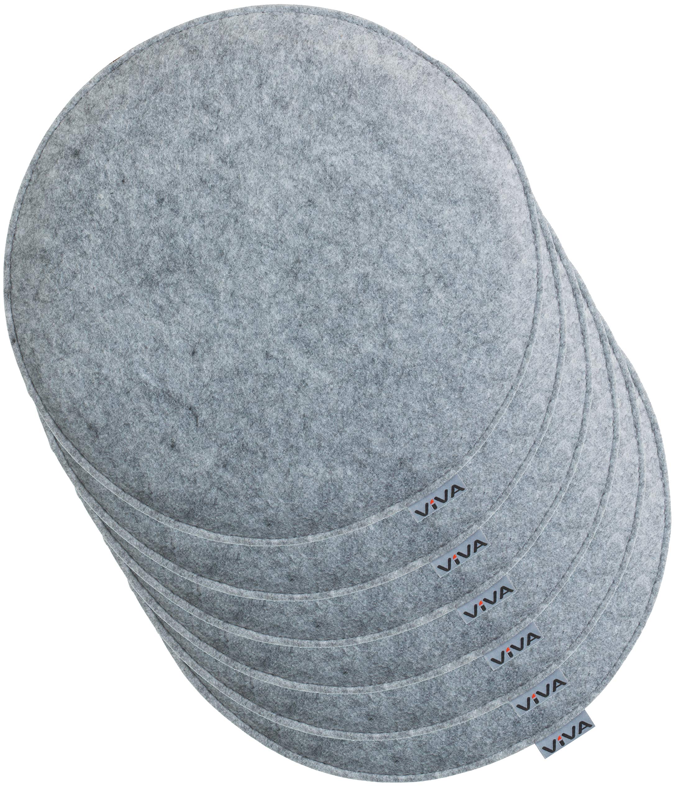 Brandsseller 6er Set Sitzkissen aus Filz Ø 35x2 cm – Robuste Stuhlauflagen für innen und außen, rundes Sitzpolster, strapazierfähiges Kissen für Stühle – Hellgrau