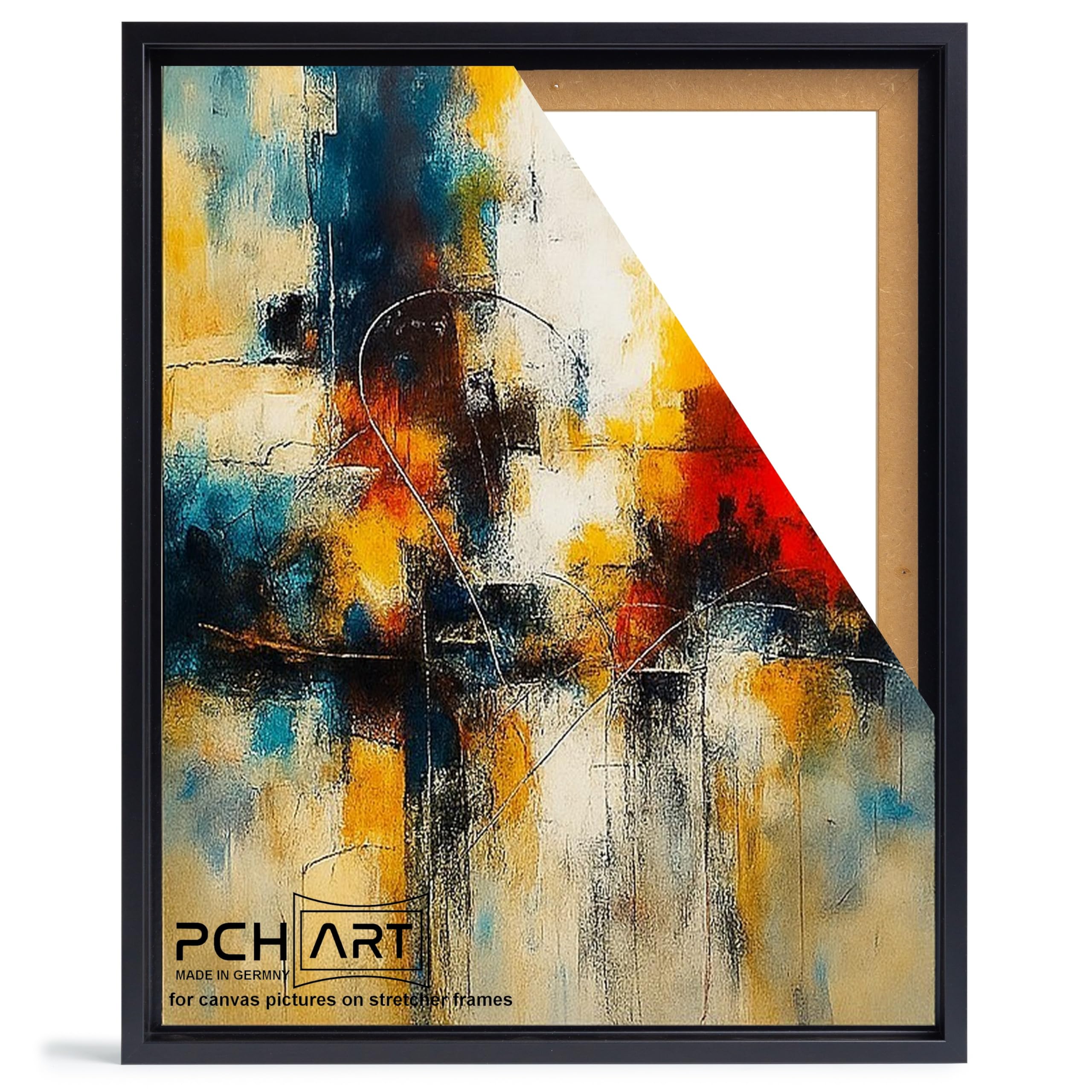 Schattenfugenrahmen schwarz für Leinwandbilder auf Keilrahmen|Größe: 75x100 cm| Rahmen ohne Glas und Rückwand