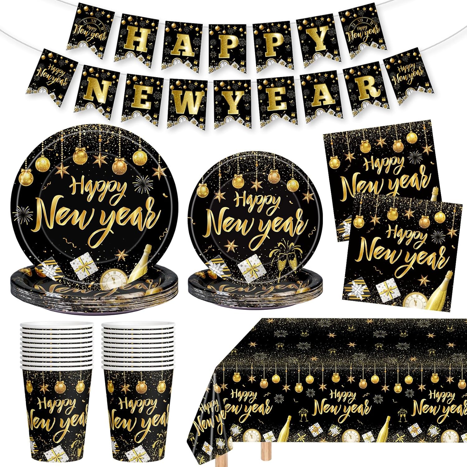 102 Pcs Thanksgiving Party Supplies Sets - Includes Happy Thanksgiving Dinner Paper Plates Napkins, Give Thanks Banner Dessert Plates Cups Tablecloth for Fall Thanks Giving Party Decorations, Serve 25