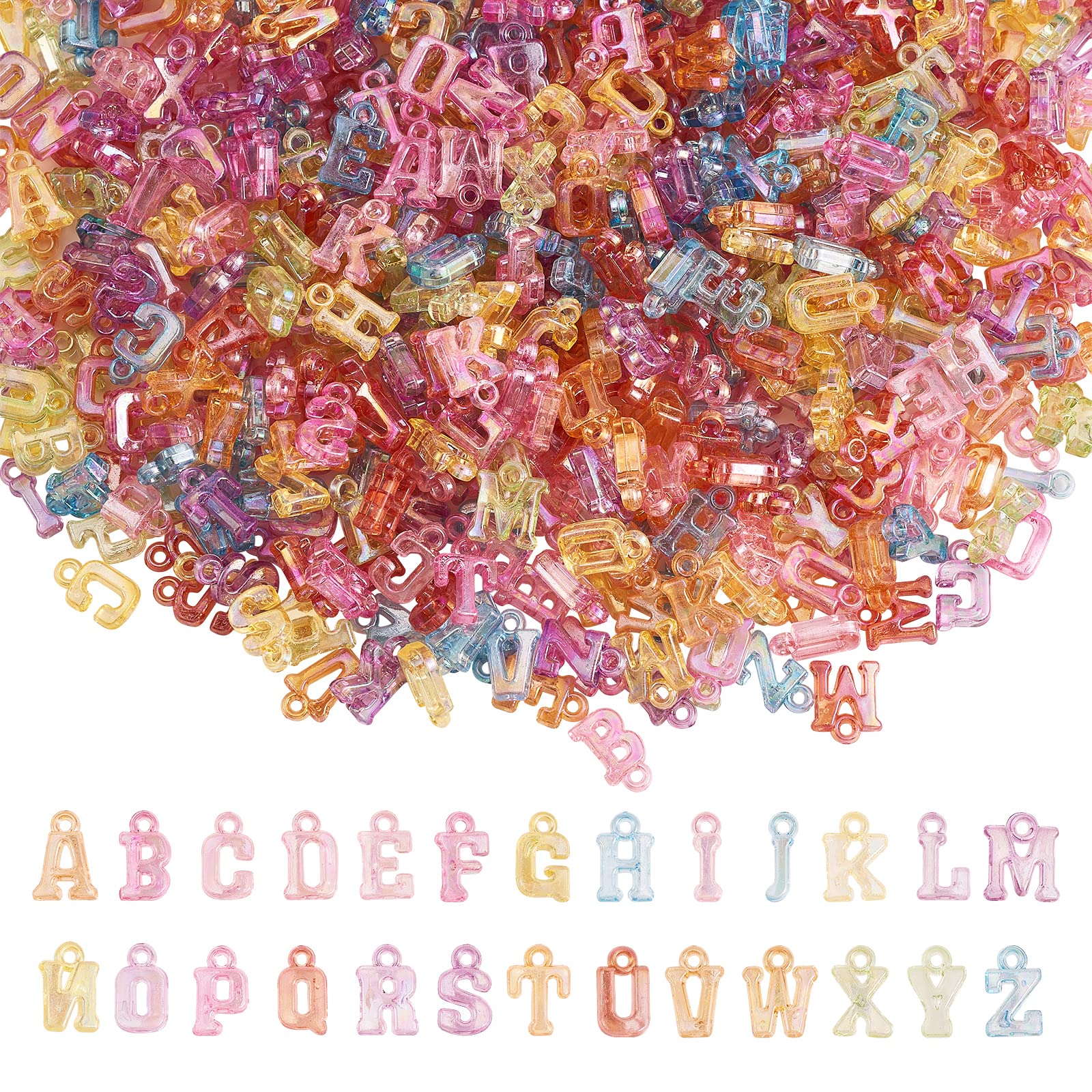 Airssory 1000 Pcs AB Color Plated Acrylic Alphabet Chams Mixed Initial Letters Charm for Earrings Keychain Bracelet Necklace Jewelry Making — image 1