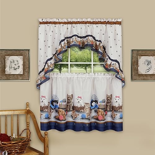 Achim Home Furnishings Precious - Juego de niveles y festones impresos - 57x24