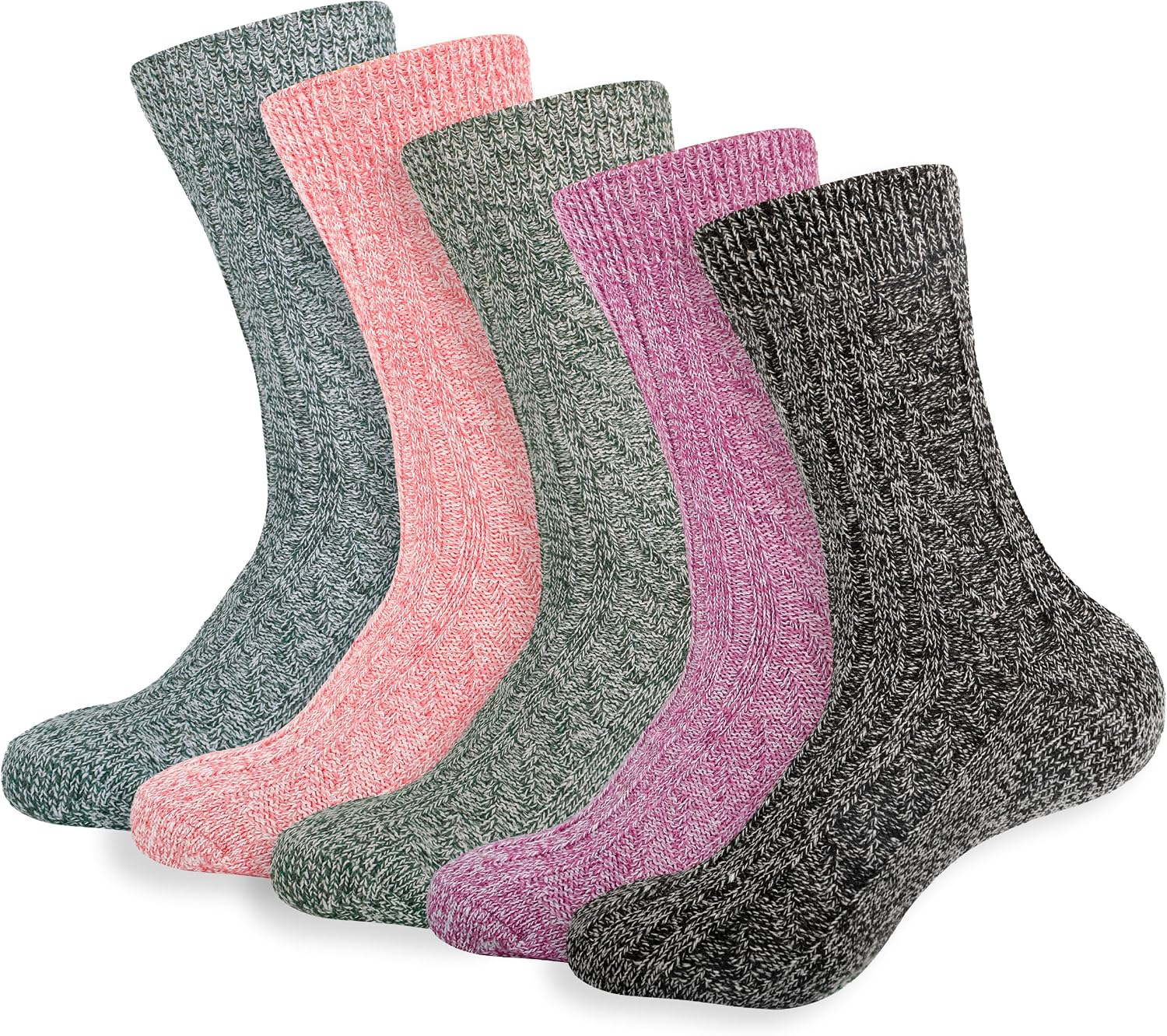 LOCONHA Womens Wool Socks 5 Pairs Winter Warm Sock Thick Knit Cabin Cozy Crew Soft Socks Gifts for Women