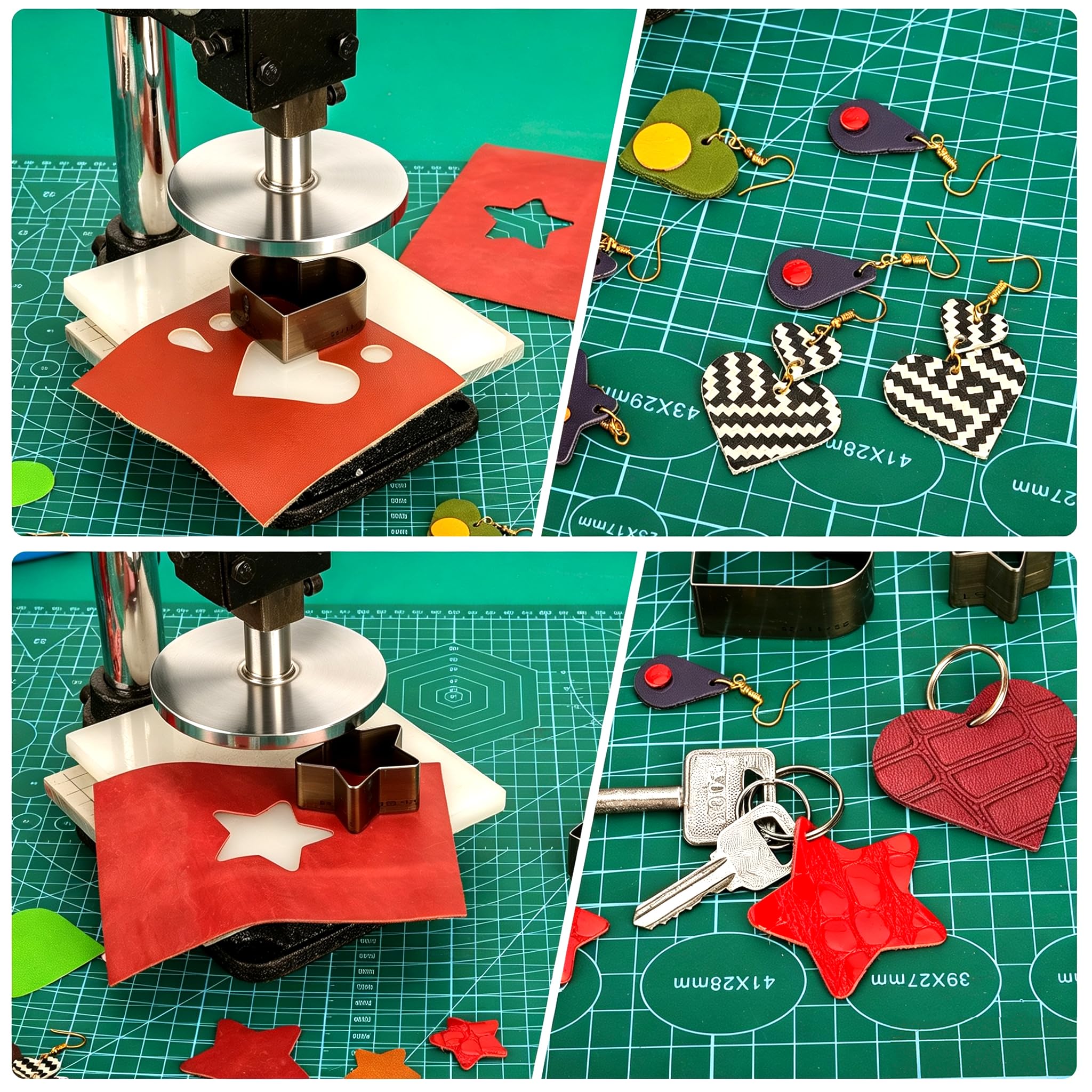 Lederpresse, Lederlochstanzer, Lederschneidemaschine, Handstanzmaschine für Heimwerker, Lederhandwerk, Stanzlöcher, Schneiden, Formen, Pressen, Installieren von Nieten und Druckknöpfen