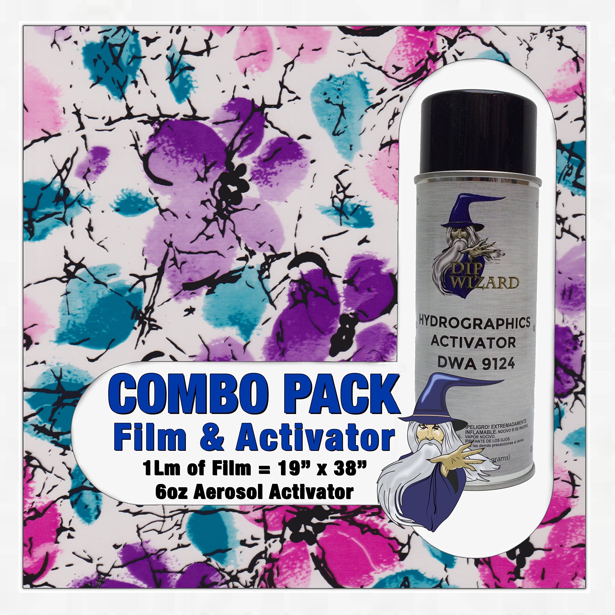 Hydrographic Film Clear Waterpaint Flowers Activator Combo 6oz dip wizard Hydro dip Dipping
