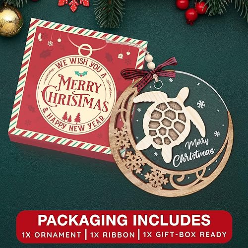 Miniatura 5 de Adornos de tortuga para árbol de Navidad, decoración de Navidad costera para mujeres, regalos excepcionales de tortugas marinas para amantes de las