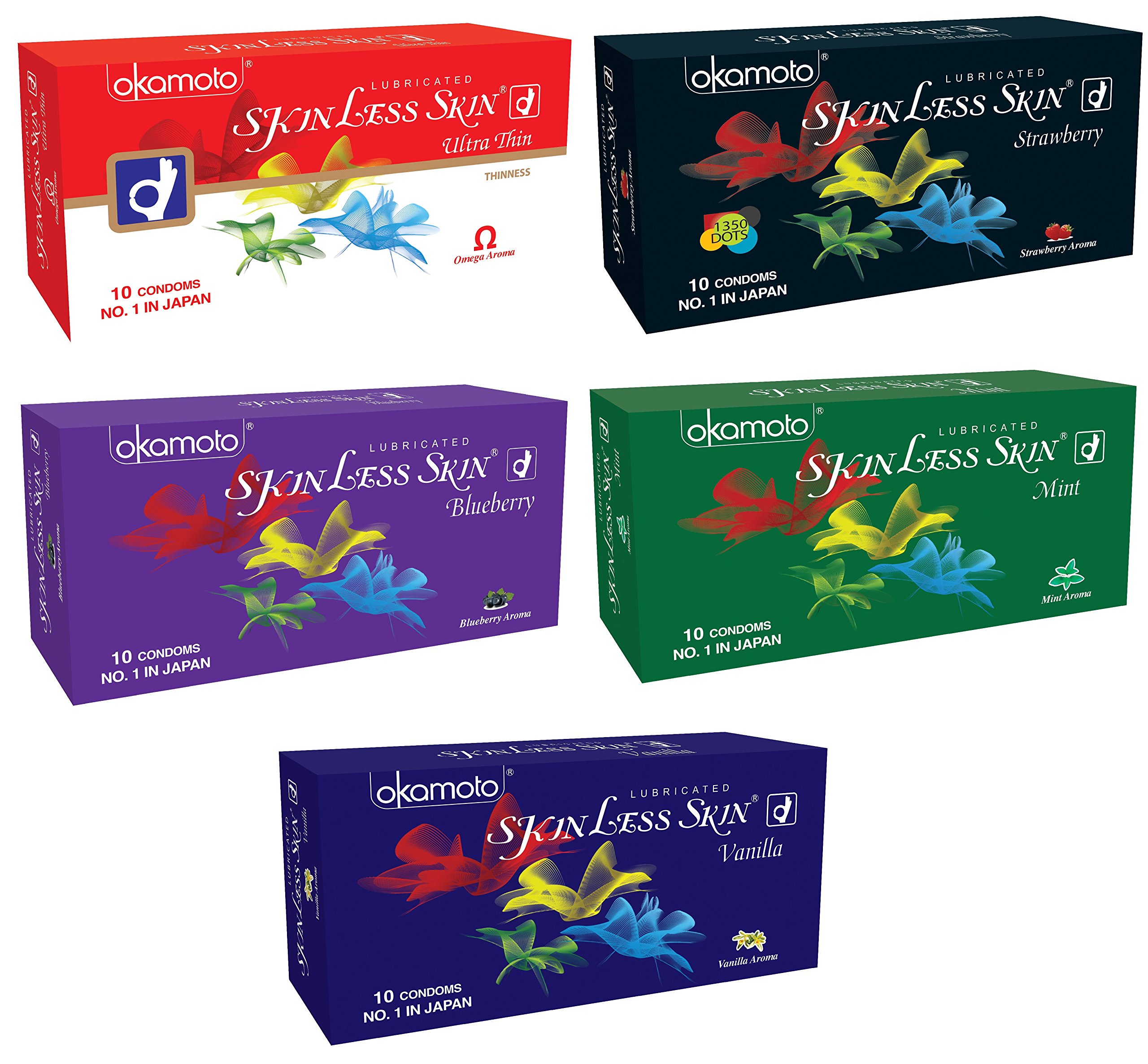 Okamoto Condoms For Men Skinless Skin - Ultra Thin,Strawberry,Blueberry,Mint & Vanilla (5 x 10s)-picture-14