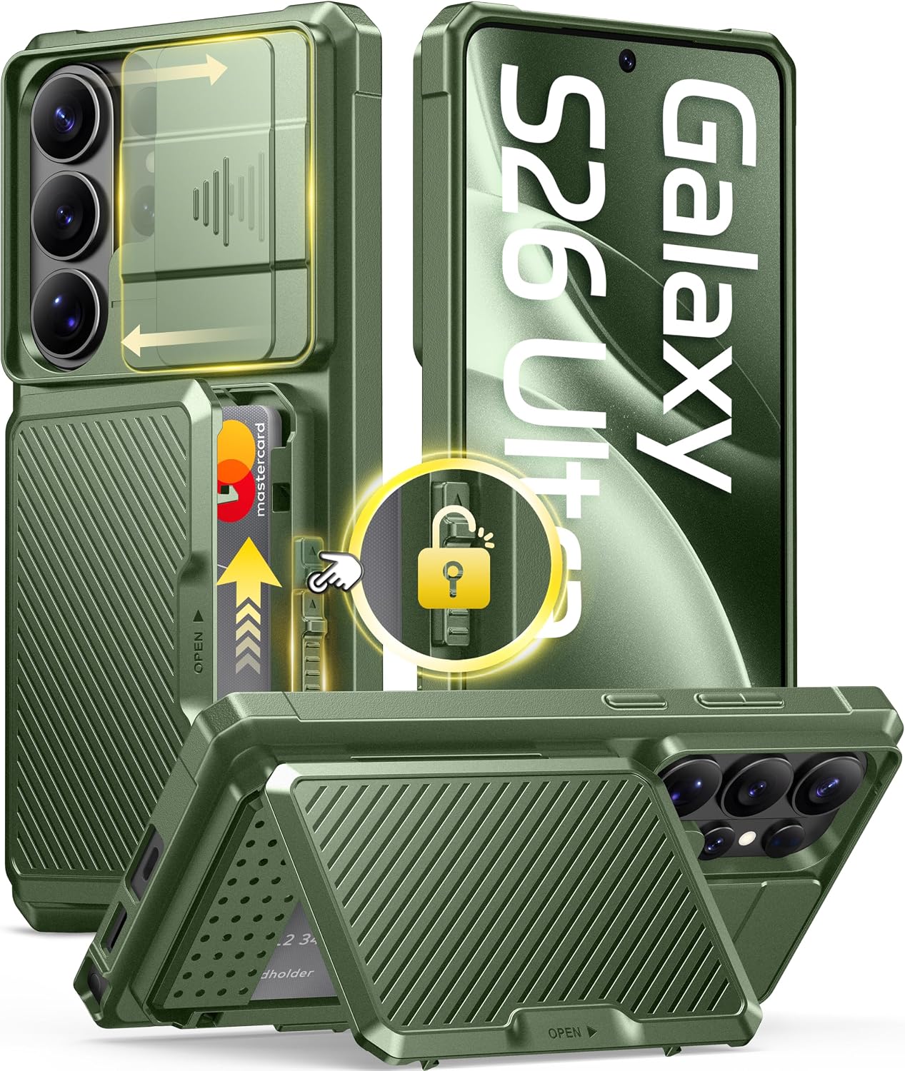 GolbinBox for Samsung Galaxy S26 Ultra Case with Wallet & Lock, Jade Green
