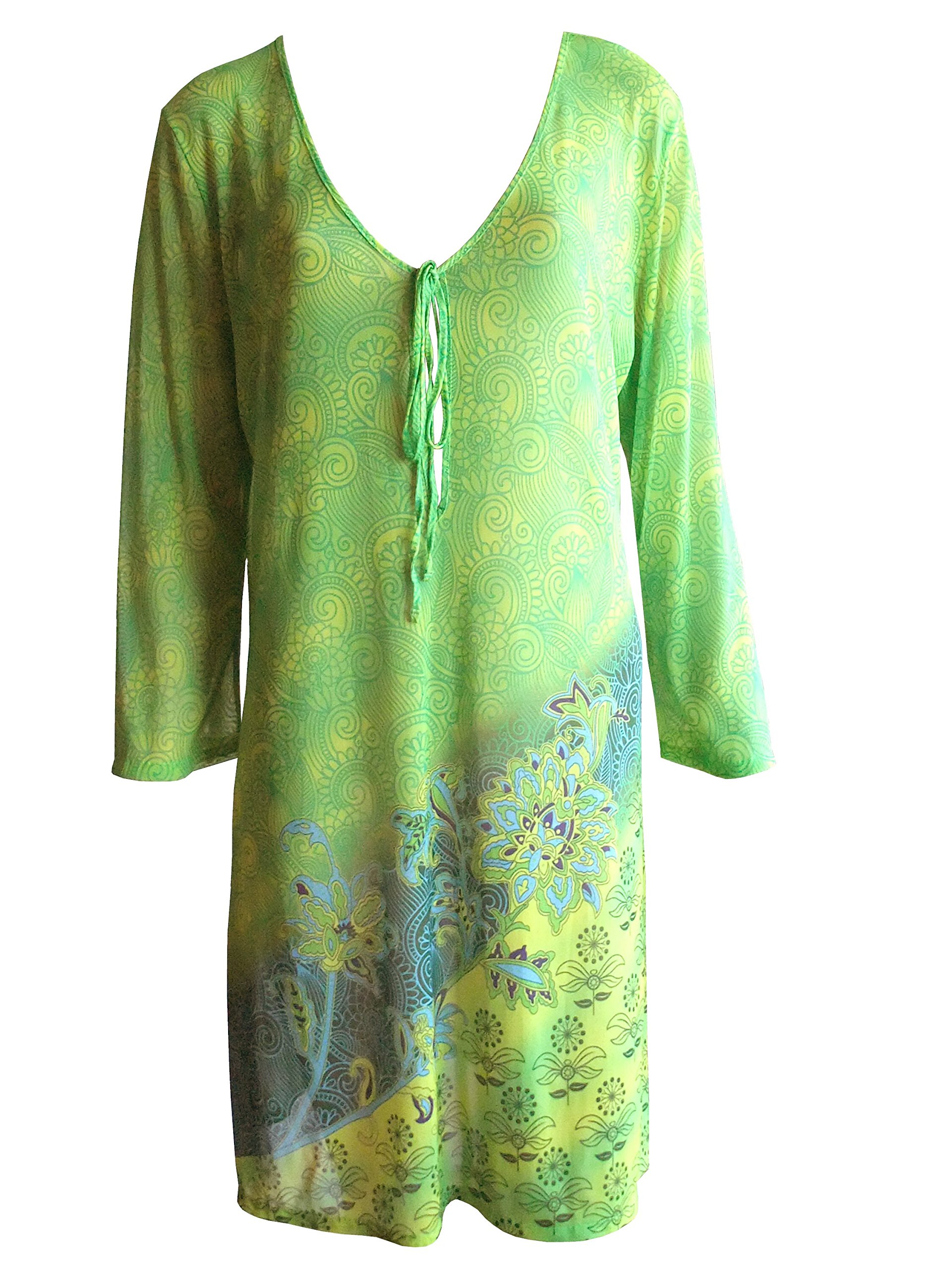 Solar Robe de plage à manches longues légèrement transparente, tunique 0221503 vert ou orange
