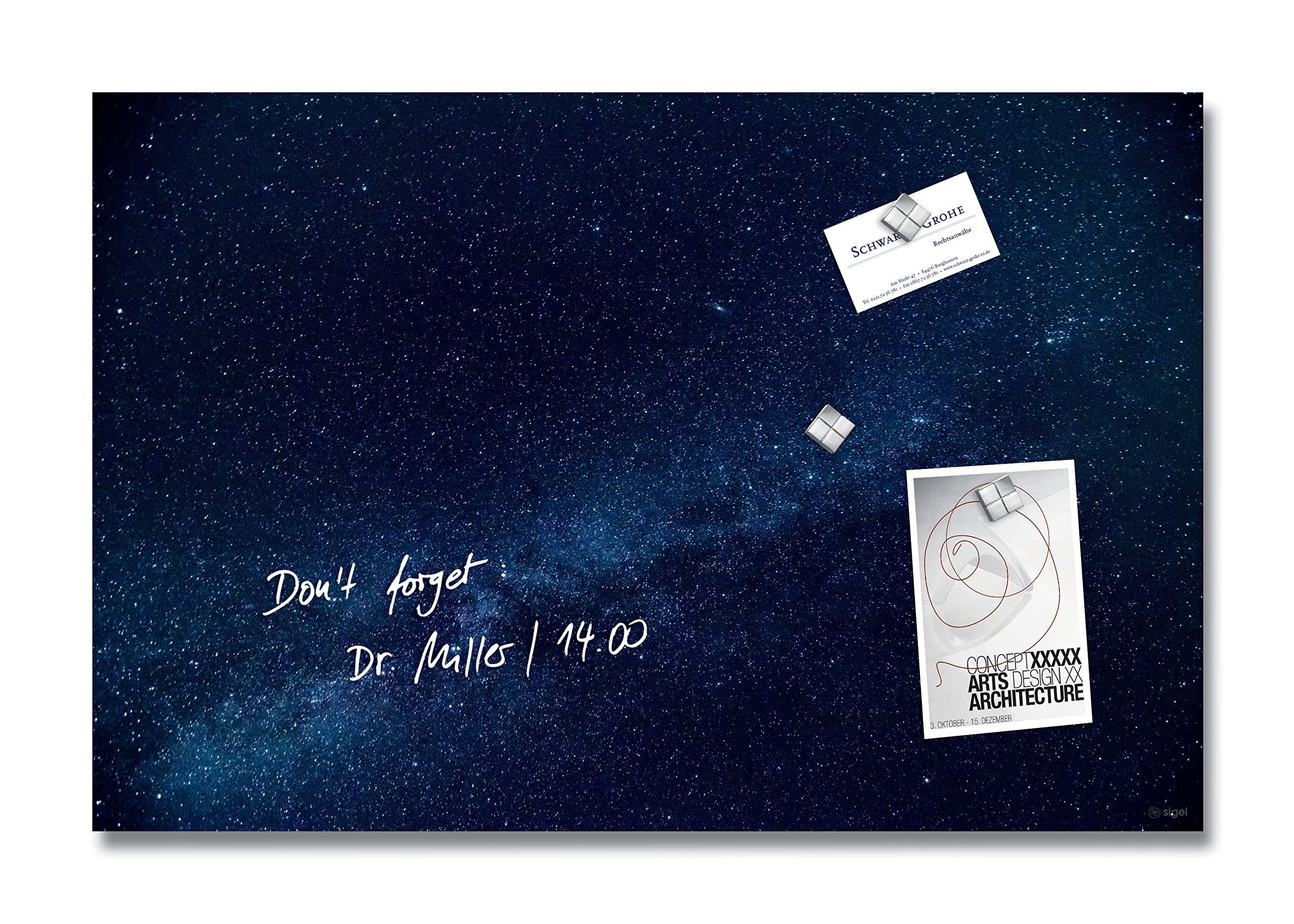 SIGEL GL283 Artverum Magnetic Glass Board, starry sky Blue, 60 x 40 cm, safety Glass