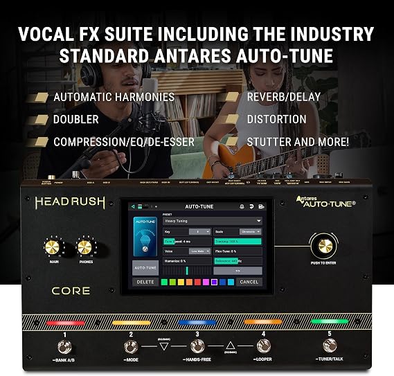 HeadRush Core Electric Guitar and Vocal Multi-Effects Pedal | Multi-Effects Processor with Amp Cloner, Looper, Auto-Tune, Wi-Fi, Bluetooth, Touchscreen, Drum Machine, Neural Amp Modeler