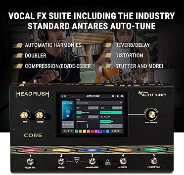 HeadRush Core Electric Guitar and Vocal Multi-Effects Pedal | Multi-Effects Processor with Amp Cloner, Looper, Auto-Tune, Wi-Fi, Bluetooth, Touchscreen, Drum Machine, Neural Amp Modeler