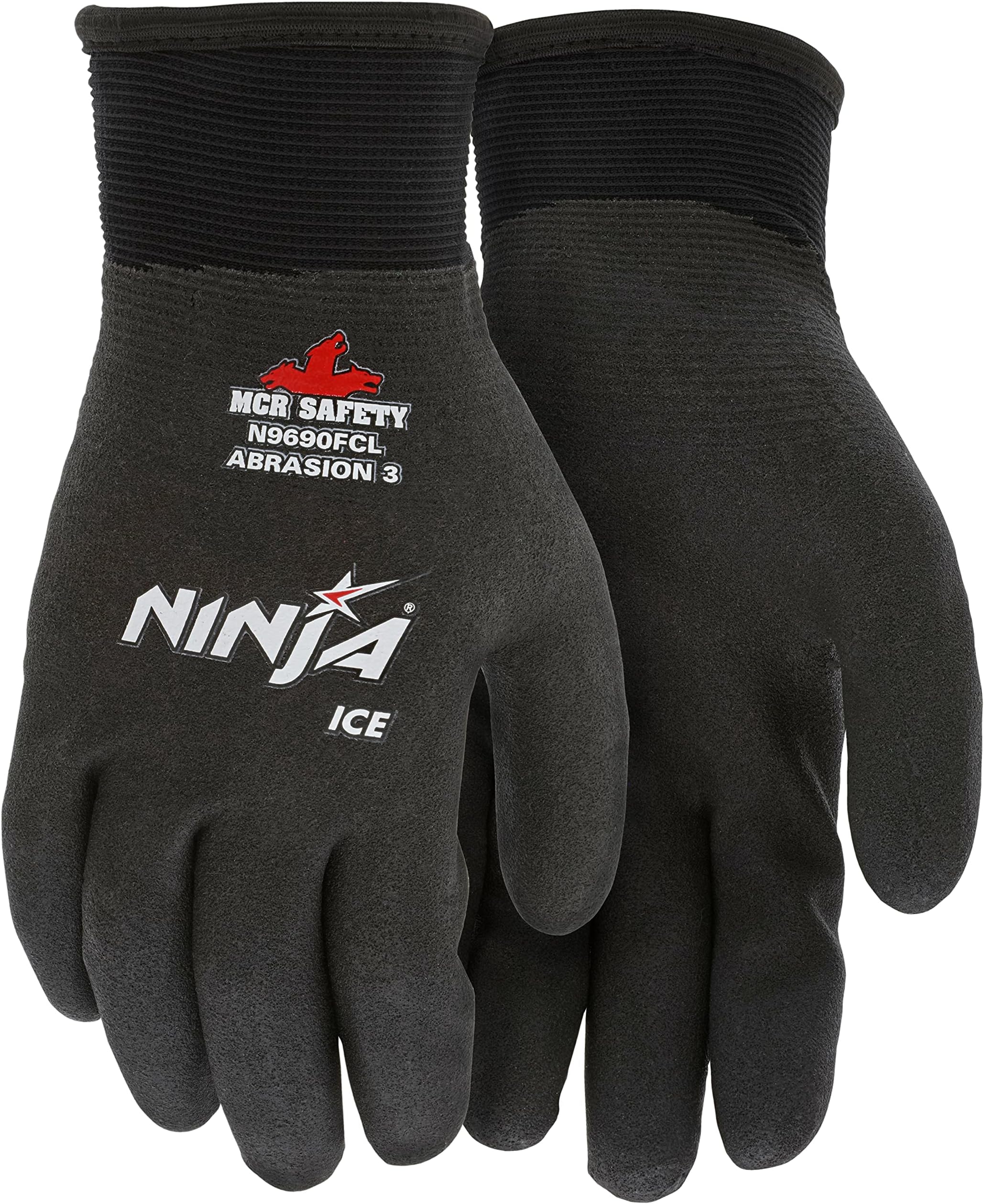 Gloves N9690FCM Ninja ICE Insulated Work Gloves 15 Gauge Black Nylon with Acrylic Terry Interior, HPT Coated, Medium, 1 Pair