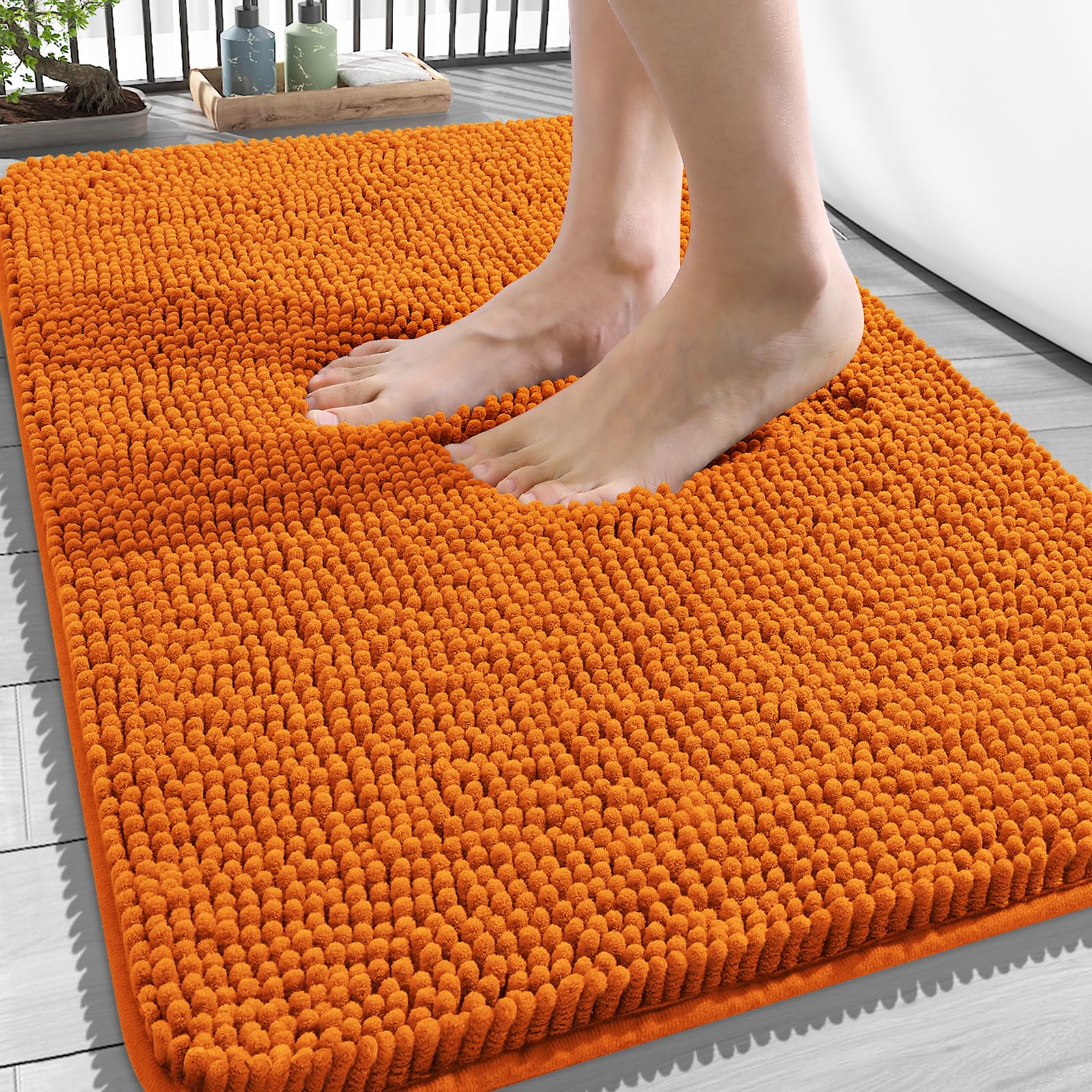 OLANLY Bathroom Rugs 34x21, Extra Soft Absorbent Chenille Bath Rugs | Clay, Quick-Drying Rubber Backing, Machine Washable Bath Mat for Bathroom Floor, Tub and Shower, Home Decor Accessories