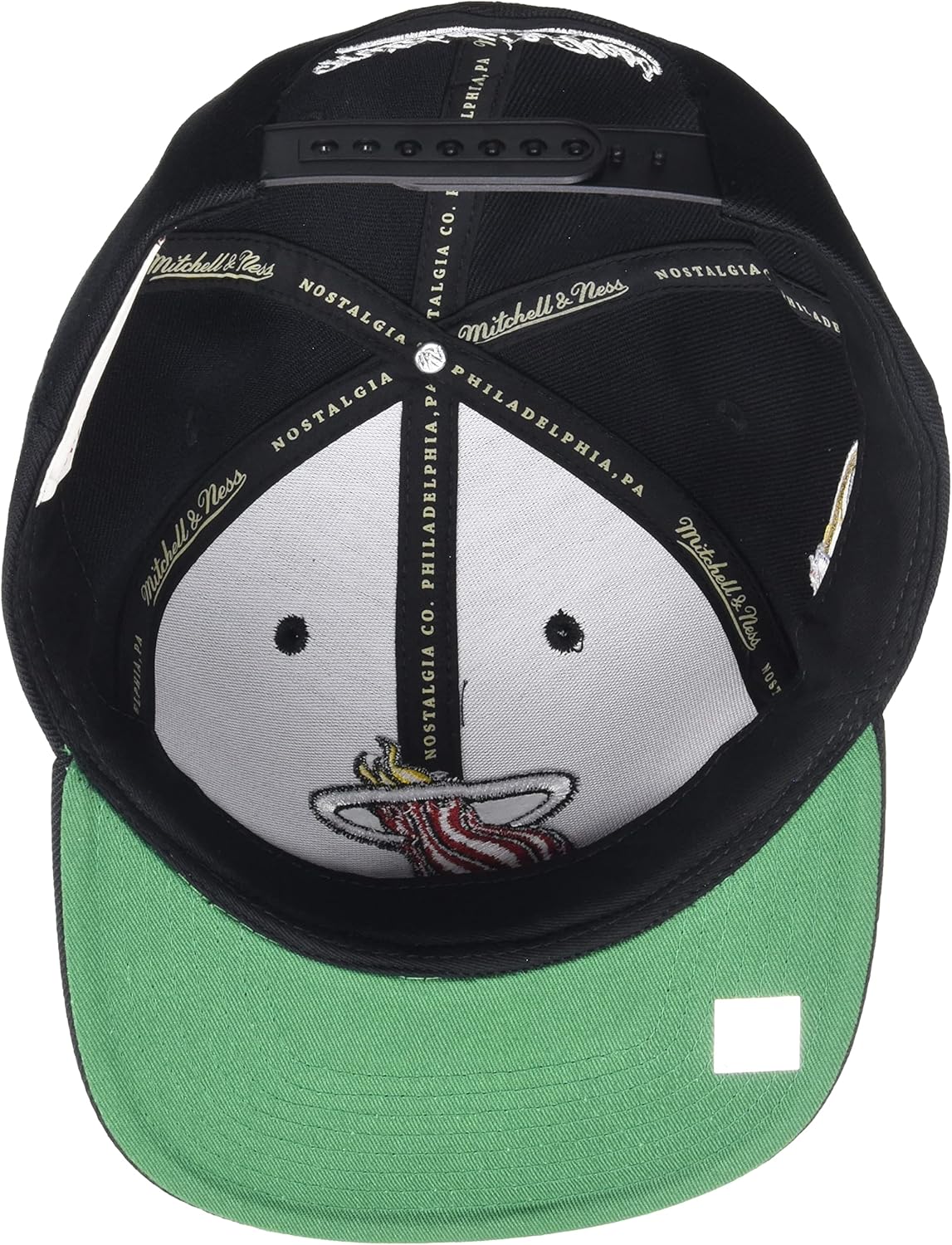 Mitchell & Ness Miami Heat NBA Top Spot Snapback Hat Adjustable Cap - Black/2007 NBA Finals Side Patch/Hardwood Classics