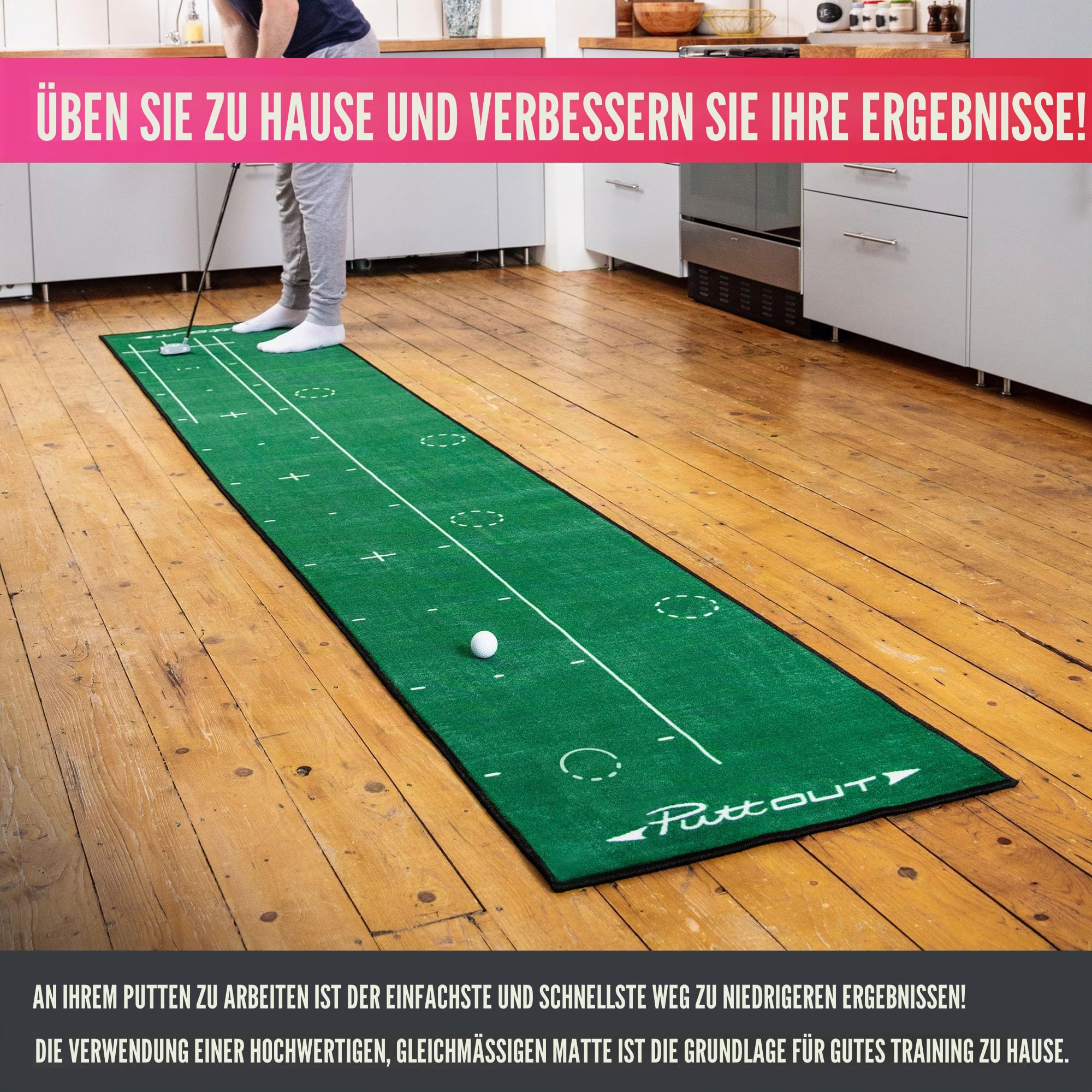 PuttOut Golf-Puttingmatte, groß, 367 x 67 cm