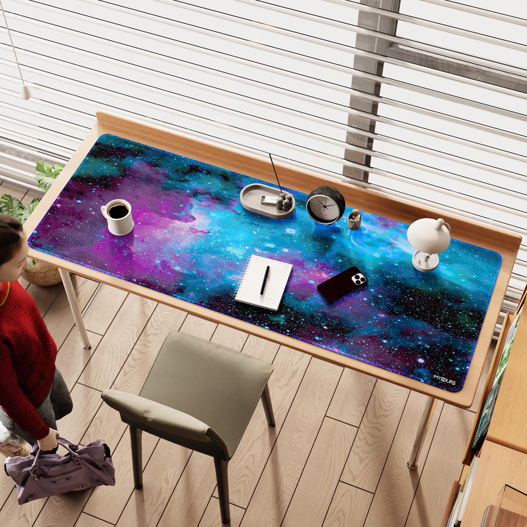 Mydours Podkładka pod mysz XXL 1600 x 600 mm, podkładka pod mysz do gier, pełna antypoślizgowa gumowa podkładka na biurko i tkaniny, podkładka na biurko do biura i domu (uniwersalna)