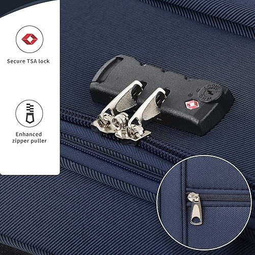 Miniatura 3 de Merax Softside Juego de equipaje expandible juego de maleta ligera de 3 piezas con ruedas giratorias y bloqueo TSA Azul profundo