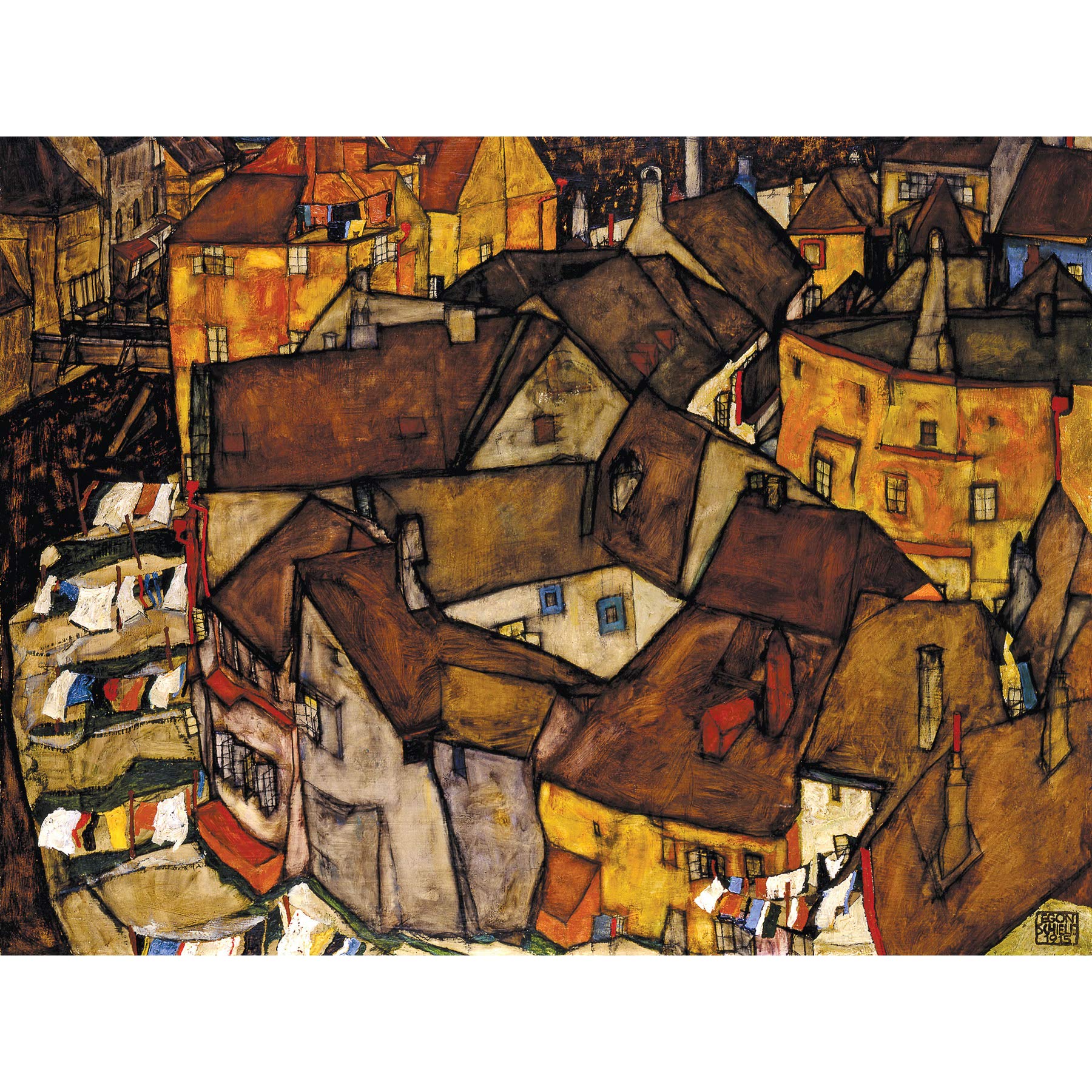 Egon Schiele Krumau Crescent Of Houses Large Wall Art Print Canvas Premium Poster Mural