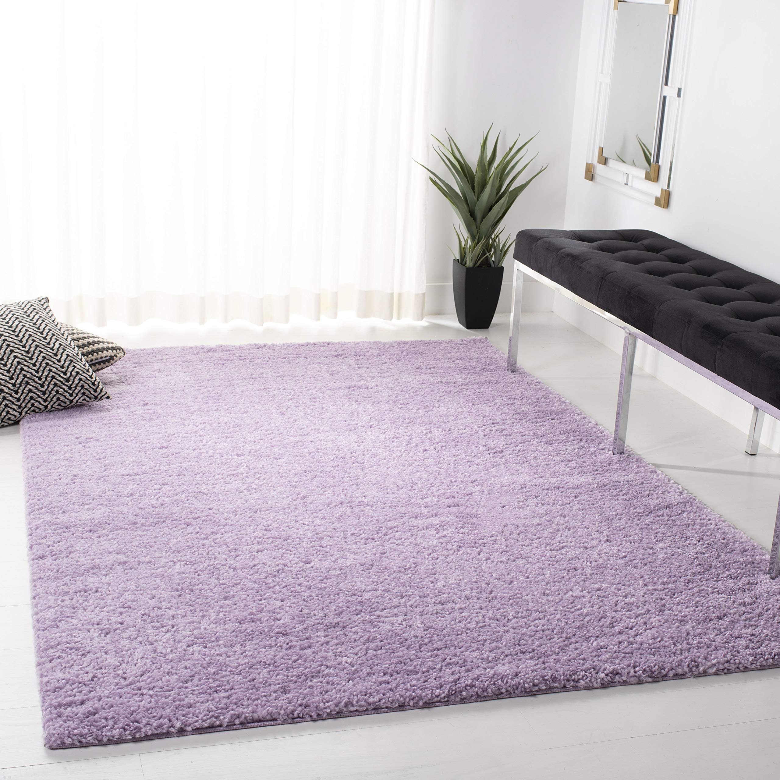safavieh august shag collection accent rug - 4' x 6', lilac, solid design, non-shedding & easy care, 1.2-inch thick ideal for high traffic areas in entryway, living room, bedroom (aug900v)