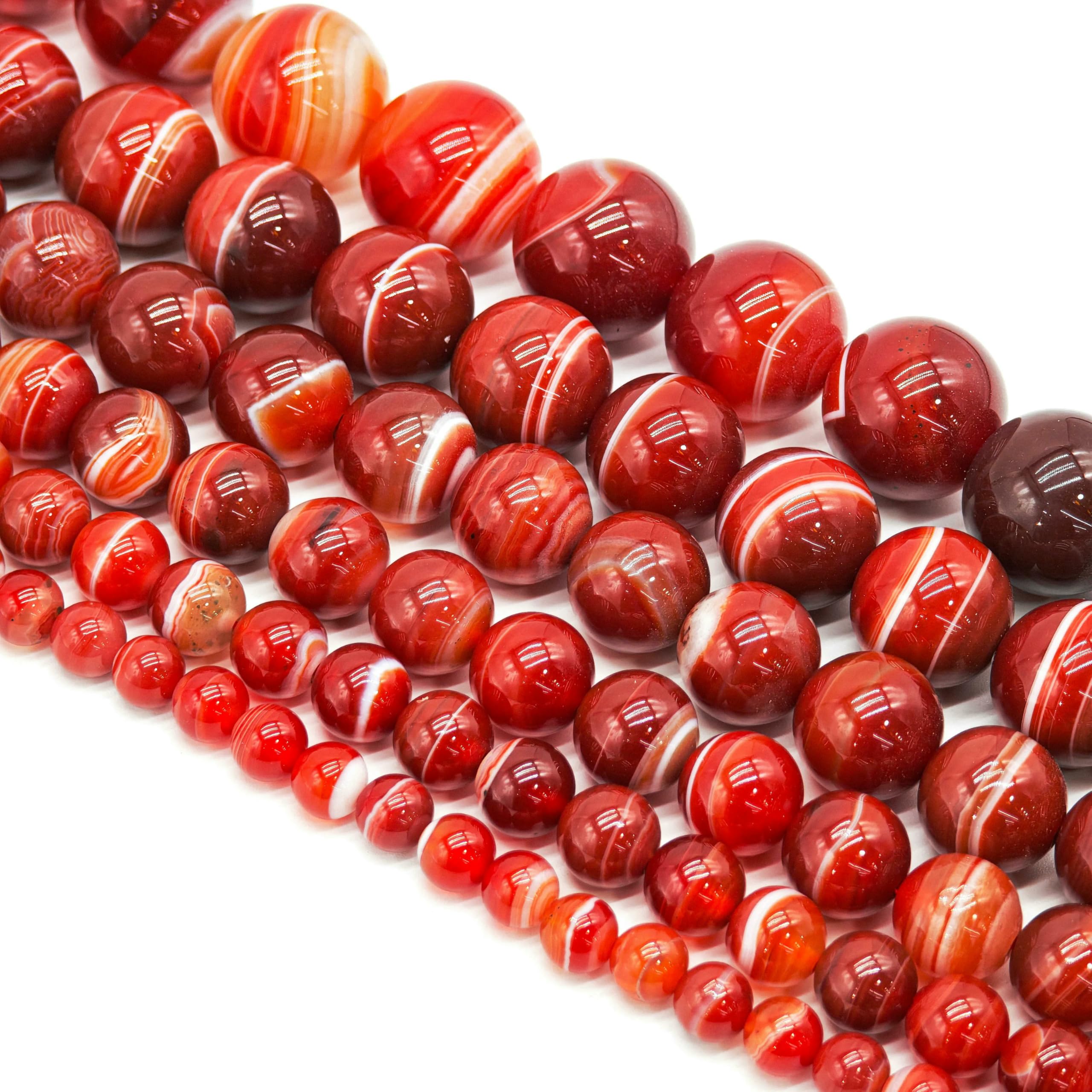 Runde, gestreifte Achat- und rote Achatperlen (6, 8, 10, 12, 14,0 mm) eignen sich als Material für die Schmuckherstellung (DIY-Armbänder und -Halsketten). – Gestreifter Achat, 14,0 mm, 27 Stück