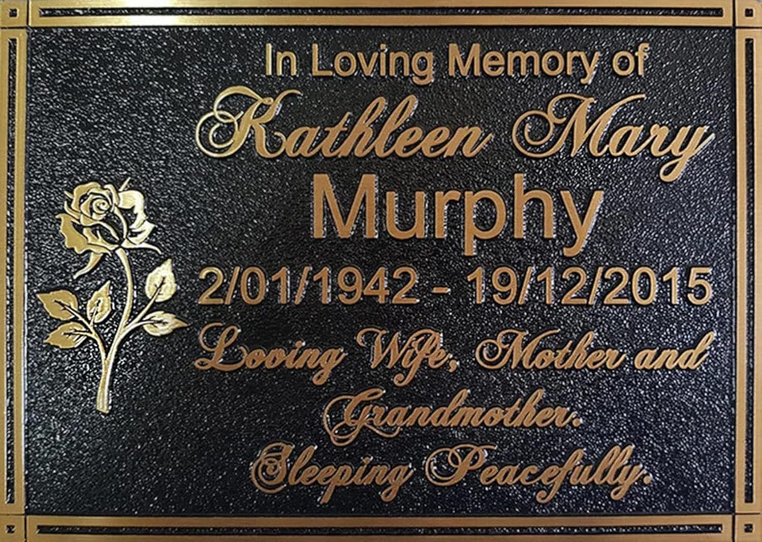SamStar Custom Colour Memorial Brass Plaques| Custom Size & Colour| Condolence Wall Mount Plates| Tribute to loved ones, loss of mother, father, friend, defence (6"x8"inch)