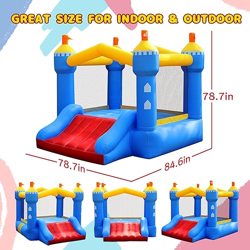 Miniatura 3 de Casa inflable para niños casa inflable con tobogán para interiores y exteriores, fiesta de cumpleaños en el patio trasero, pequeño castillo animoso