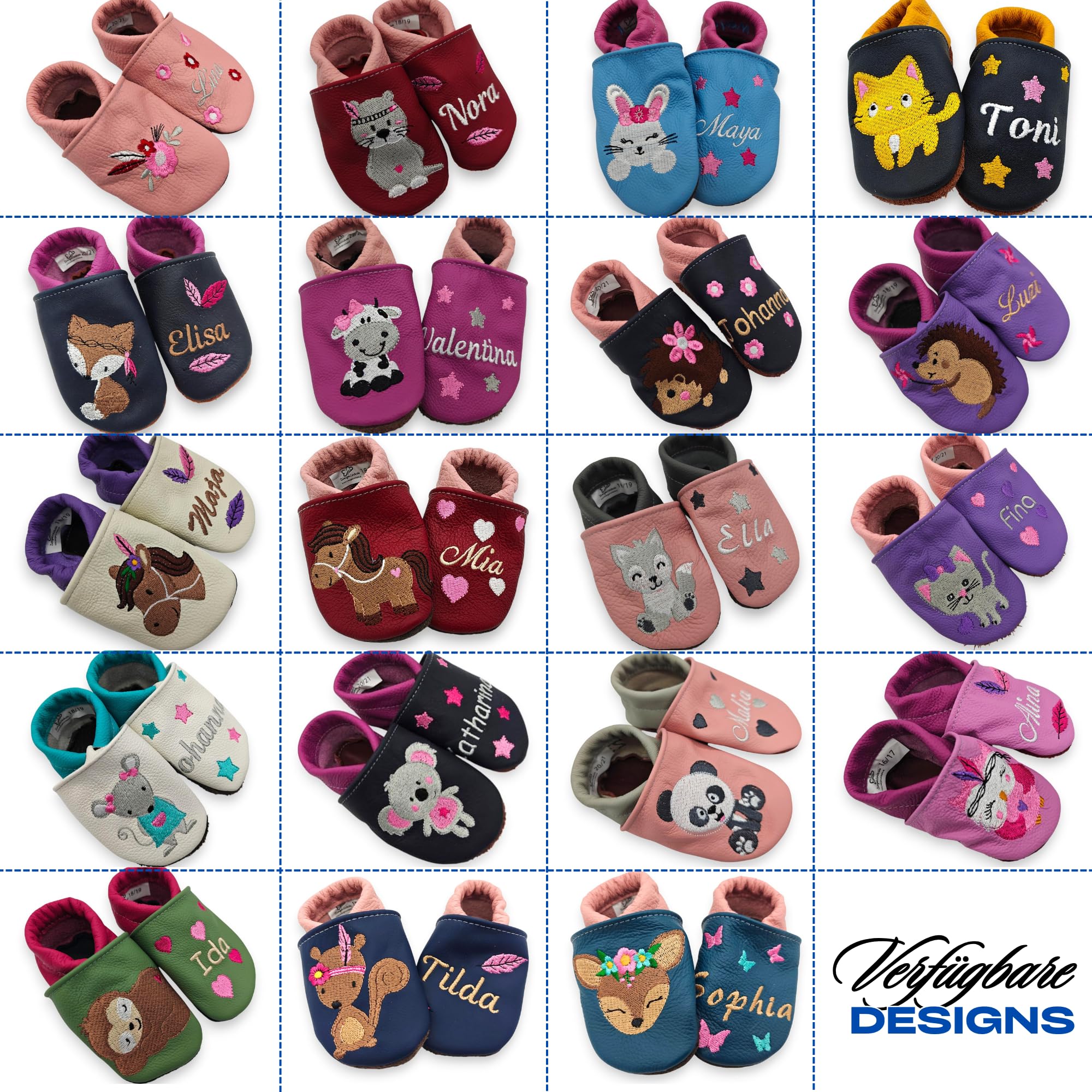 Handmade Krabbelschuhe Baby – Weiche Lederschuhe Babys & Lederpuschen Kinder, Personalisiert mit Namen, Rutschfeste Lauflernschuhe für Mädchen & Jungen, Ideal für die ersten Schritte (Pferd)