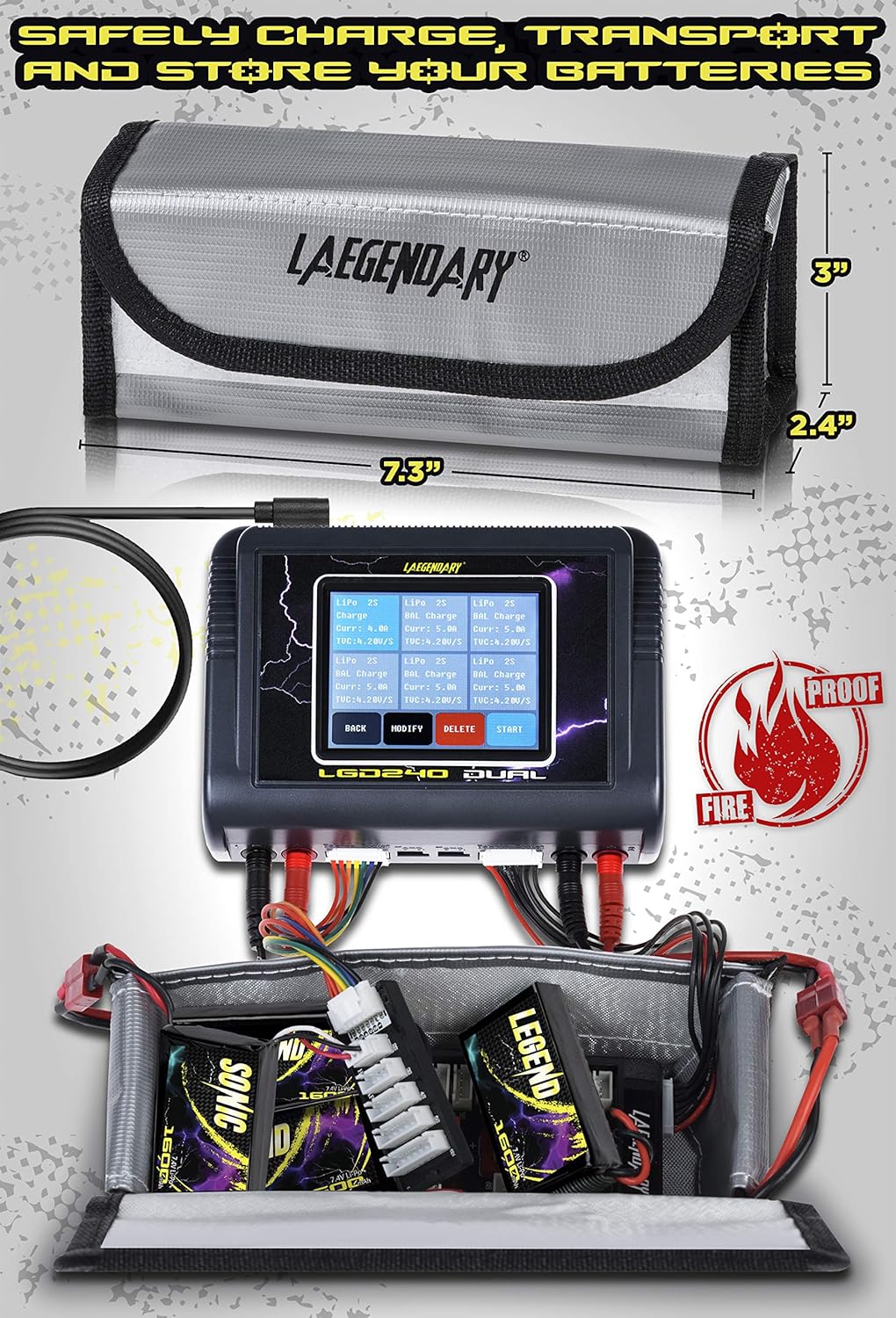 Dual Lipo Charger for Traxxas RC Battery - Duo Fast Balance Discharger AC 150W DC 240W - 1-6S Li-Ion NiMH Batteries for Pro RC Car, Boat, Drone, Airsoft Included Fireproof Lipo Bag and Charging Board : Toys & Games