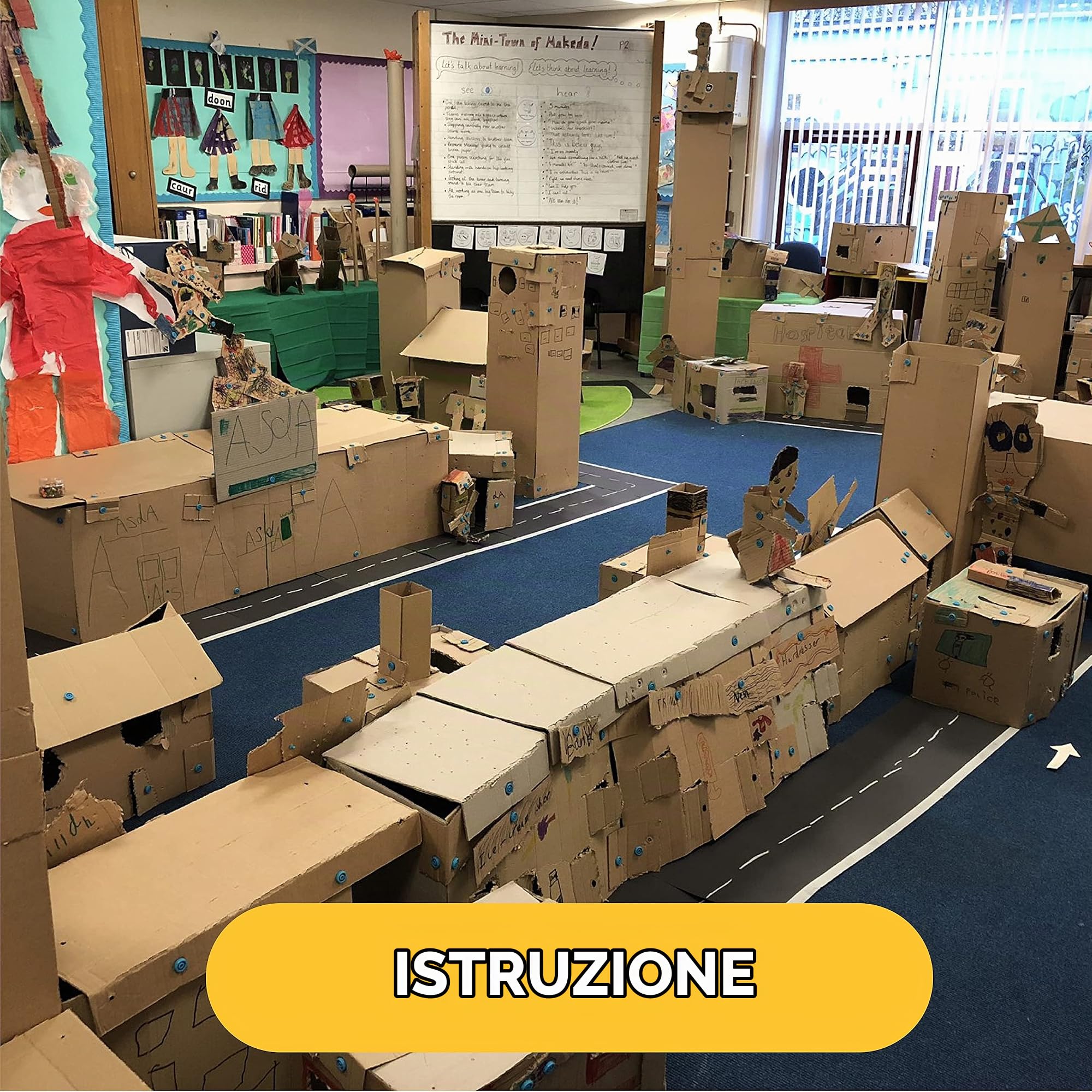 Makedo Invent, kit di attrezzi in cartone riciclato in grande cassetta degli attrezzi (360 pezzi), STEM + STEAM, giocattoli educativi per l'apprendimento in classe, strumenti riutilizzabili per