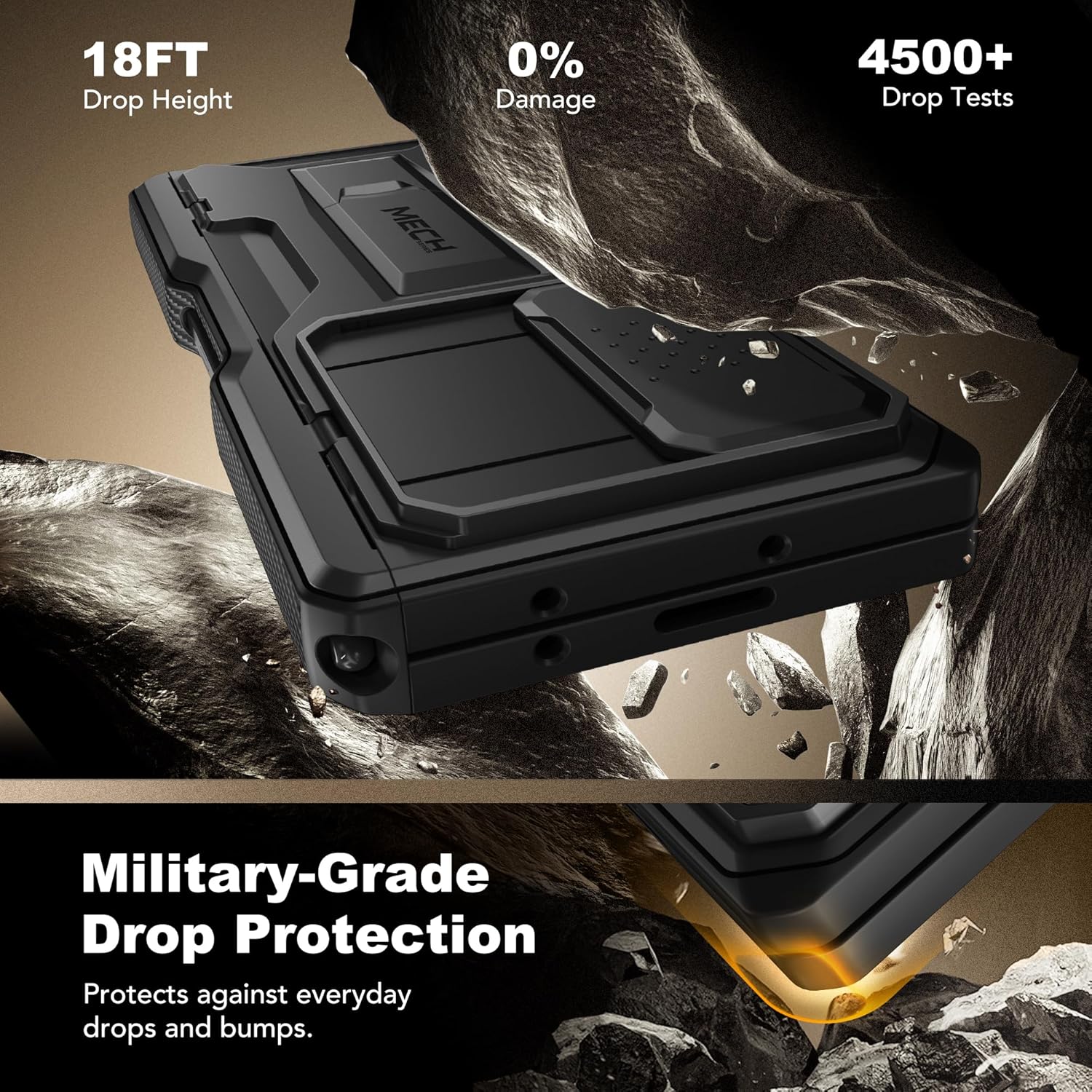 TONGATE for Z Fold 6 Case, [with S Pen Slot & Hinge Protection] [Privacy Glass Screen Protector] Full-Body Military Drop Phone Case for Samsung Galaxy Z Fold 6 with Kickstand & Belt Clip, Black