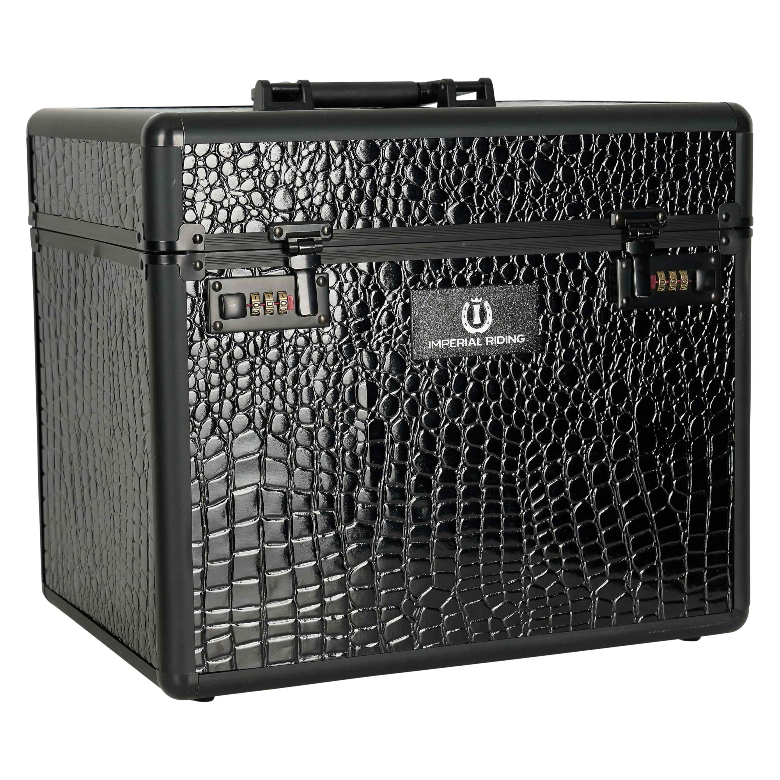 Imperial Riding IRHShiny Cleaning Box, Cleaning Case with Combination Lock, Adjustable Compartments, Storage Box for Cleaning Toys, with Mirror in Lid, Cleaning Box, 38 x 28 x 32 cm