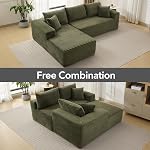 Couch sectionnel obligatoire sans assemblage, 108" Canapé modulaire avec l-Chaise en forme de l, Couches sans os profondes pour le salon – Coupes Corduroy en peluche pour un confort ultime, une hauteur de gauche