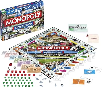 Winning Moves Exeter Monopoly Board Game, Advance to Royal Albert Memorial Museum, Crealy Great Adventure Park or Exeter Cathedral and trade your way to success, makes a great gift for ages 8 plus