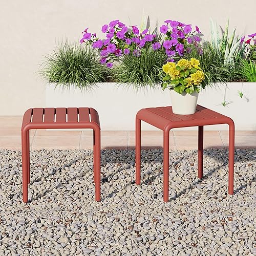 Costaelm Sunshine Plastic Modern Outdoor Patio Accent Side Tables (Set