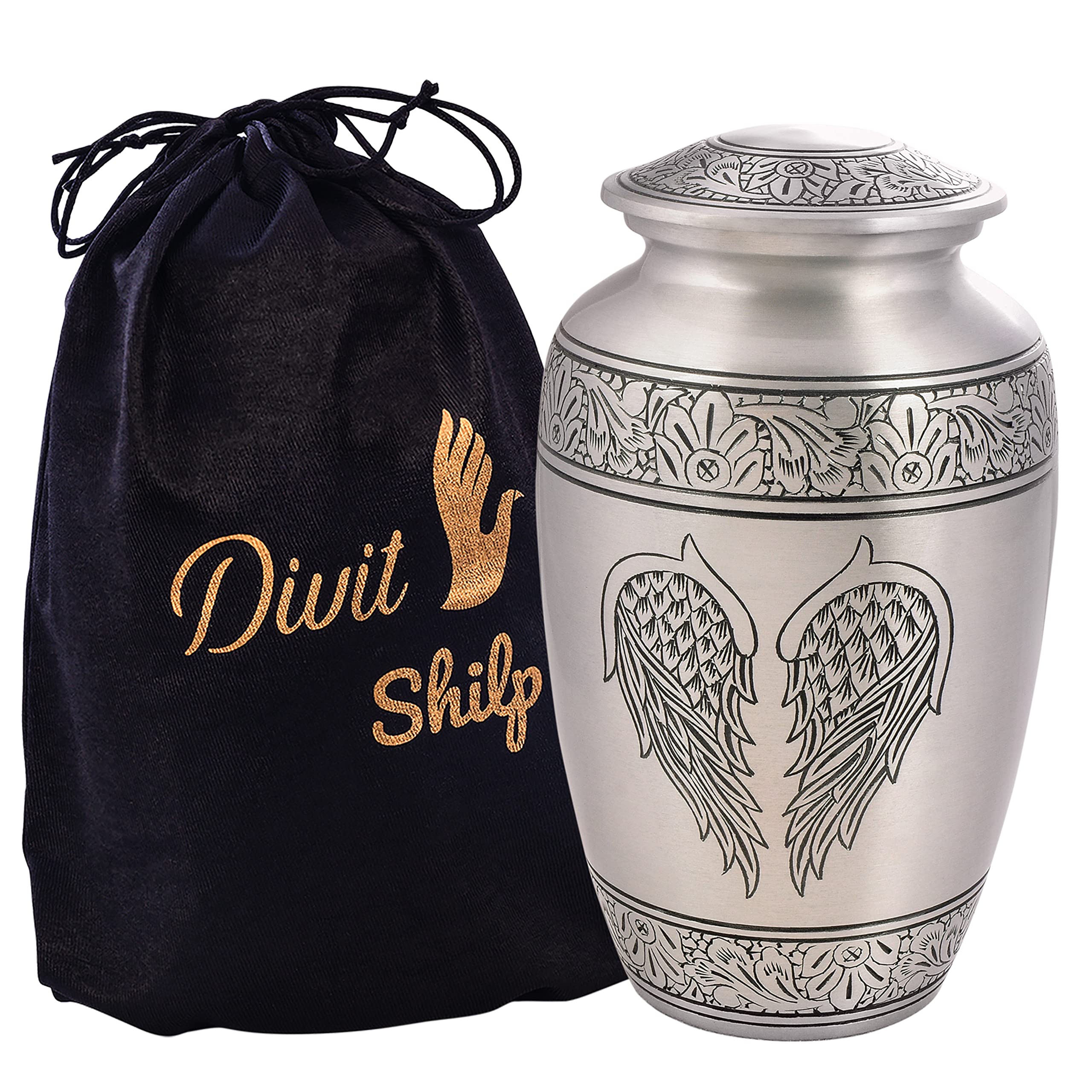 Hlc URNS Urna Funeraria Per Ceneri Adulti – Realizzata A Mano In Metallo, Capacità Fino A 90 Kg – Decorazione Cosmic Galaxy, Con Sacchetto Di Velluto