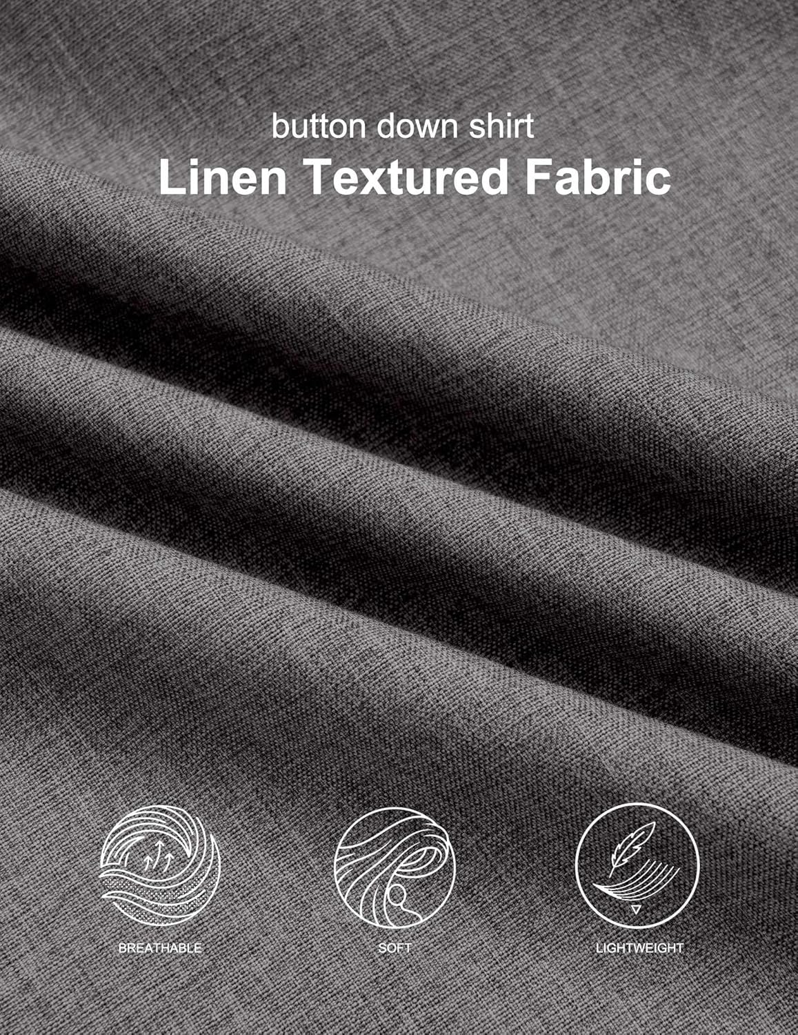 COOFANDY Mens Button Down Shirt Short Sleeve Casual Shirts Summer Beach Wedding Linen Shirt with Pocket - Image 6