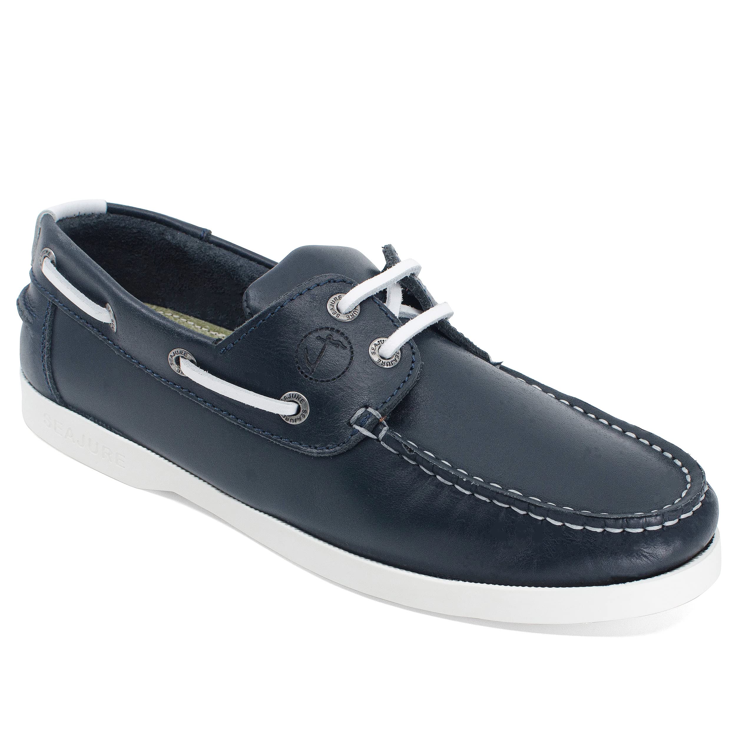 Seajure Chaussures Bateau pour Femme Cannon en Cuir Bleu Marine