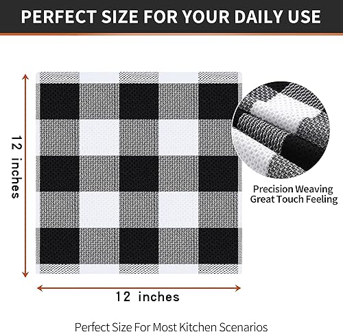 Miniatura 5 de Homaxy Trapos de cocina a cuadros de 100% algodón, 12 x 12 pulgadas, paños de cocina súper suaves y absorbentes, de secado rápido, paquete de 8,
