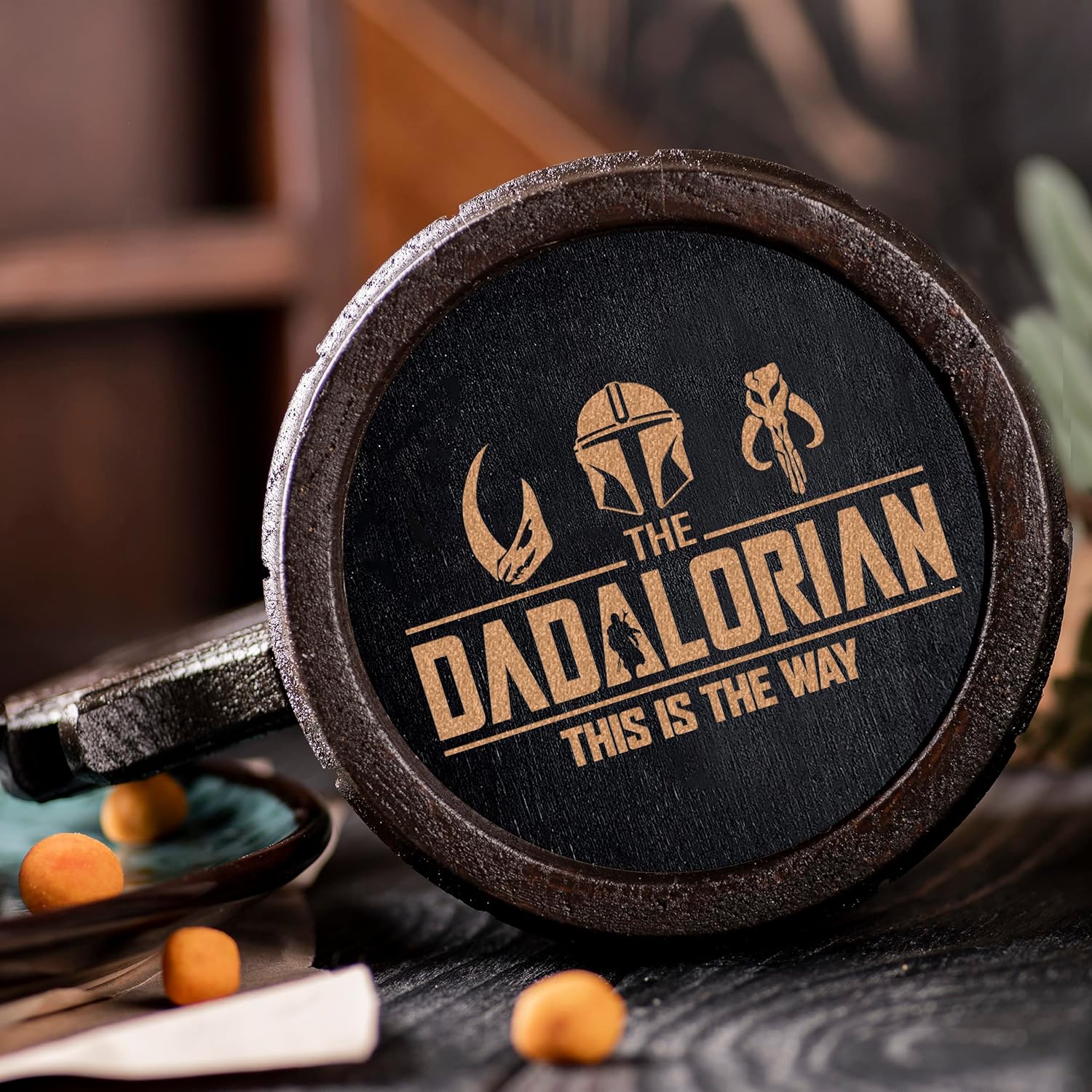 Dadalorian Mug. Father's Day Mug. Personalized Gift for Dad. Wooden Beer Mug. Beer Tankard. Dad Gift. Beer Steins #936/0.6L /22 ounces