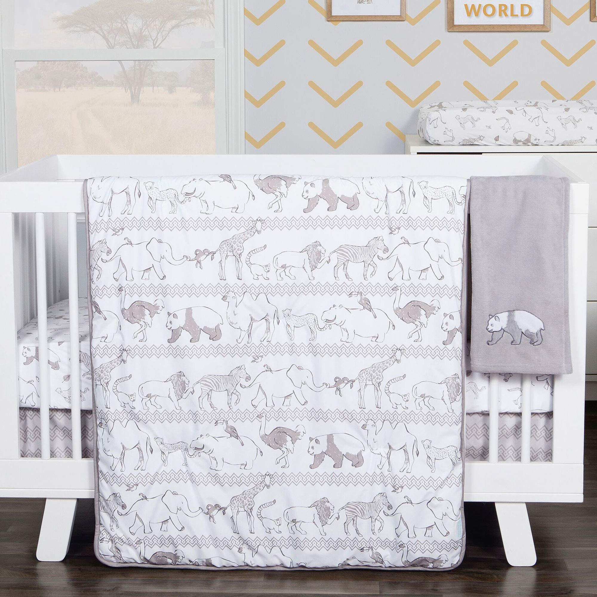 Waverly Congo Line by Trend Lab 5 Piece Crib Bedding Set, Nursery, Gray