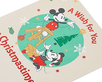 Disney's Christmas Cards 限定アイテム Amazon.com : American Greetings Disney Christmas Card (All