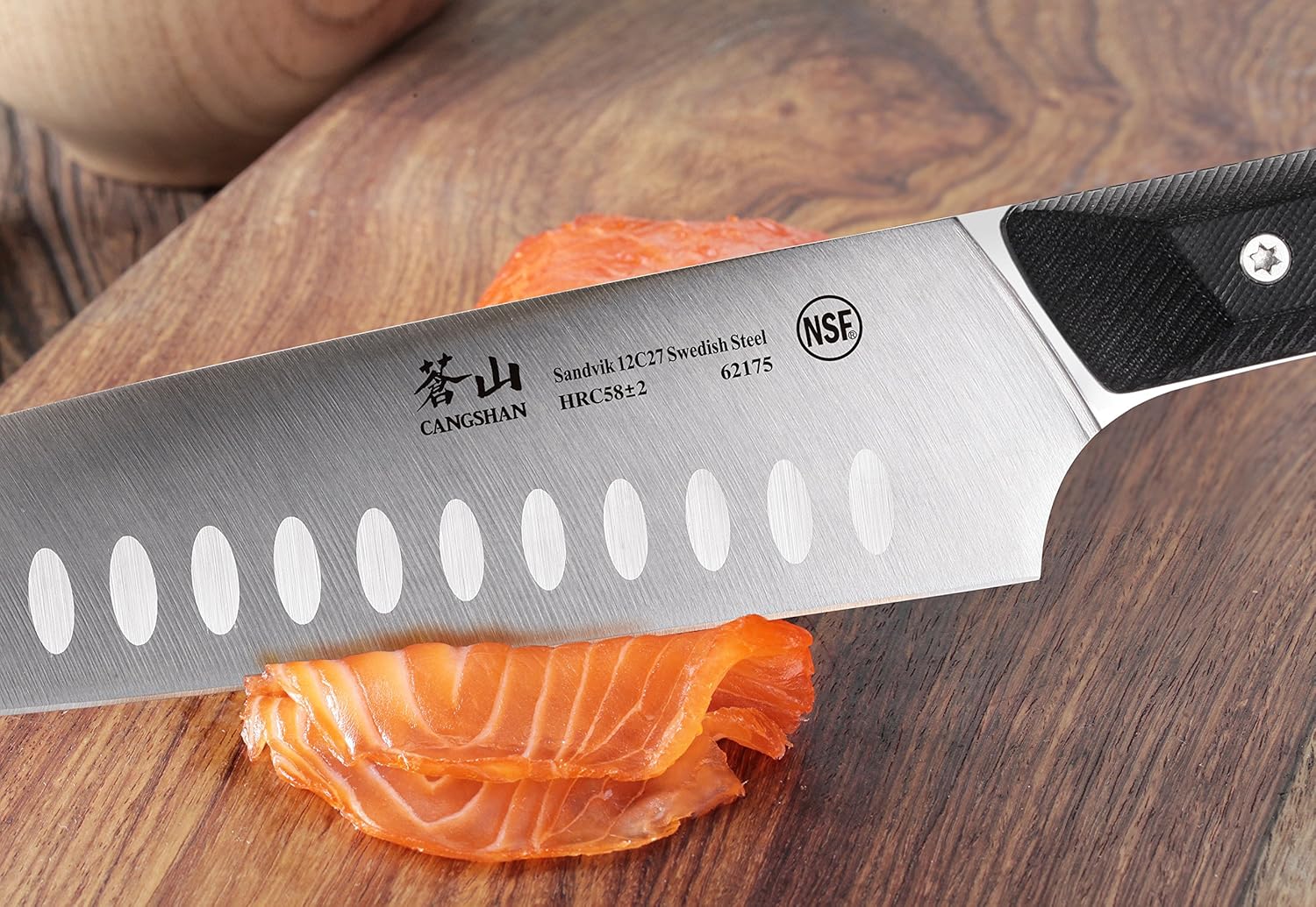 Cangshan TG Series 62182 Swedish 12C27 Steel Santoku Knife, 7-Inch, G10 Handle