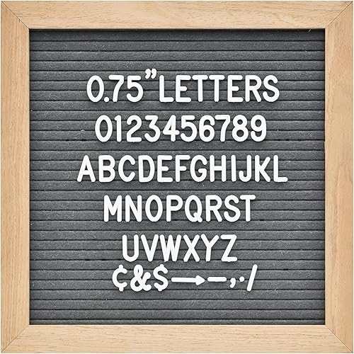 Vista 26 de Tablero de letras de fieltro con 294 letras, números y símbolos, tablero de mensajes intercambiable de 10 x 10 pulgadas con gancho de montaje en Azul