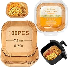 100 x 20 cm Square Air Fryer Paper for Ninja, Philips, Food Grade Baking Paper for Air Fryer, Oven and Microwave.