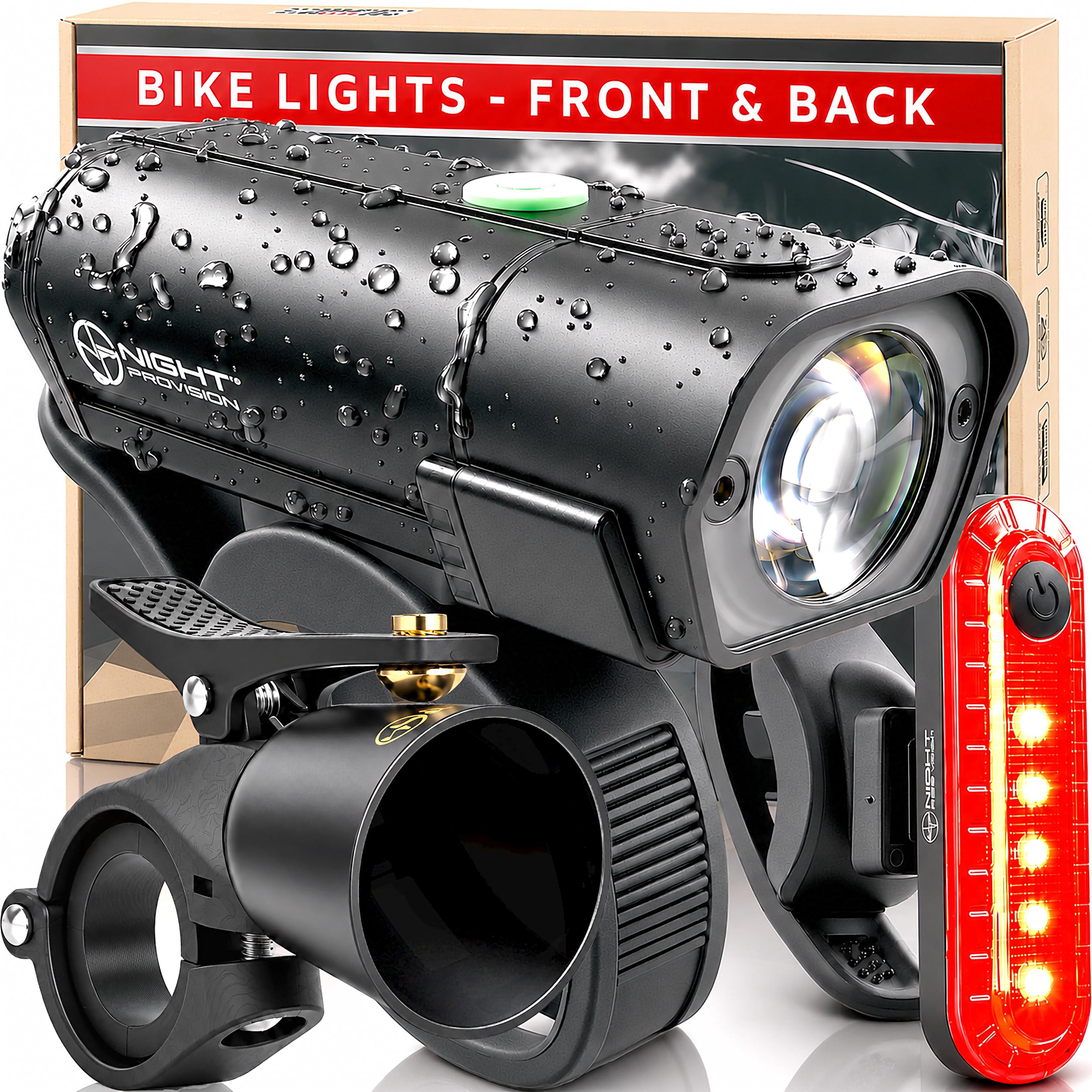NP Night Provision BX-500 USB-C Bike Lights Front and Back